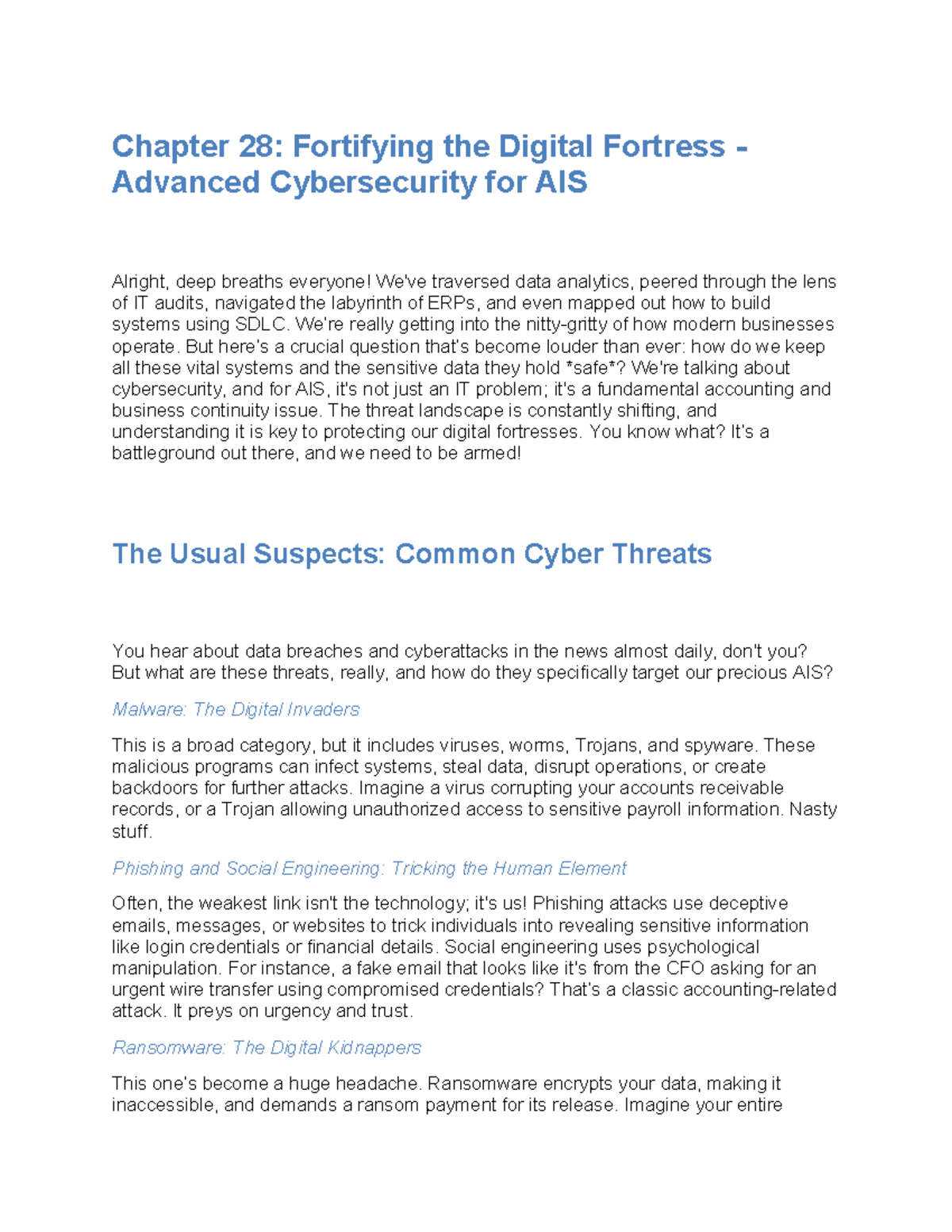 Chapter 28: Cybersecurity Strategies for AIS - Protecting Digital ...