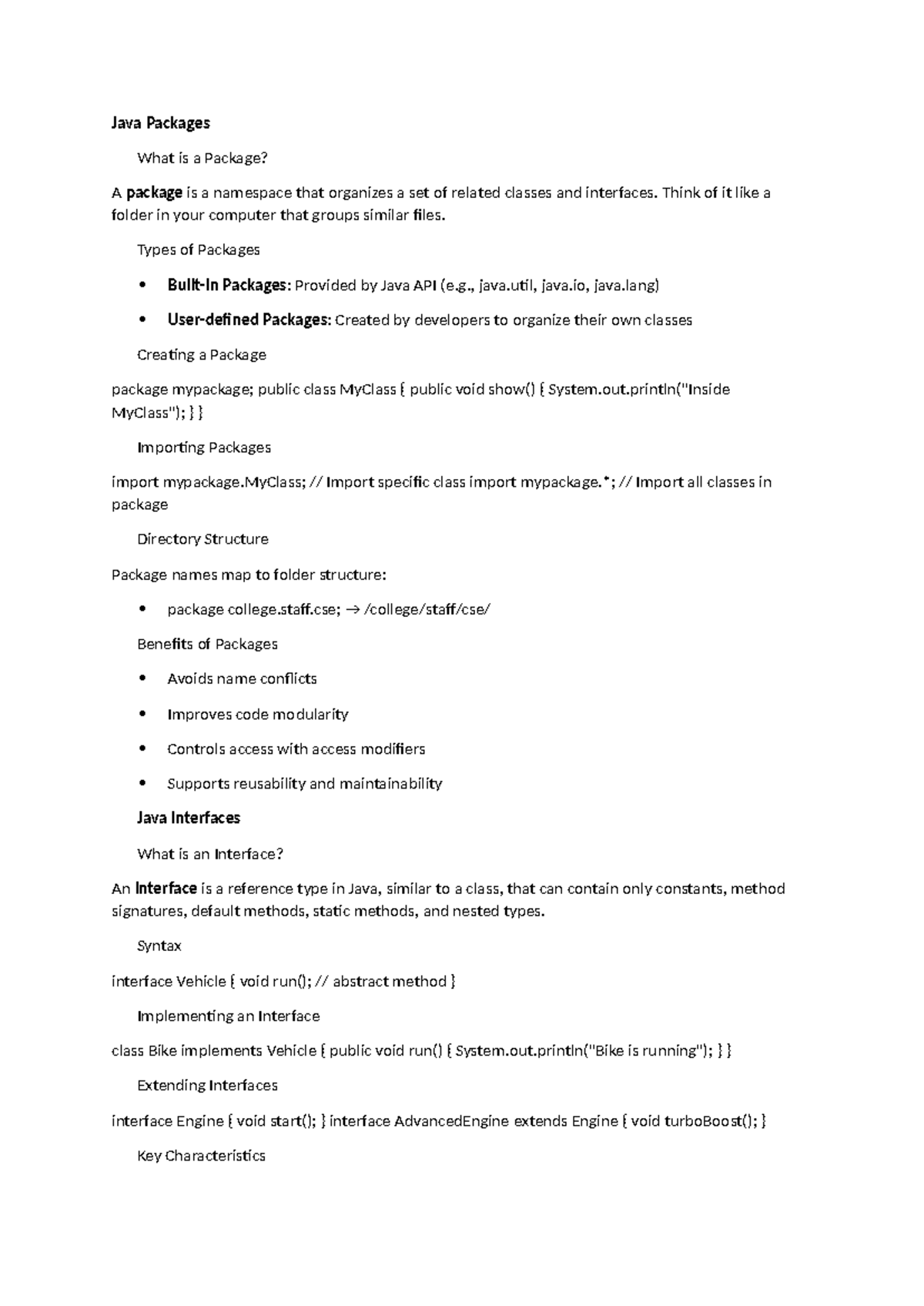 Java Packages - Understanding Packages and Interfaces in Java - Studocu