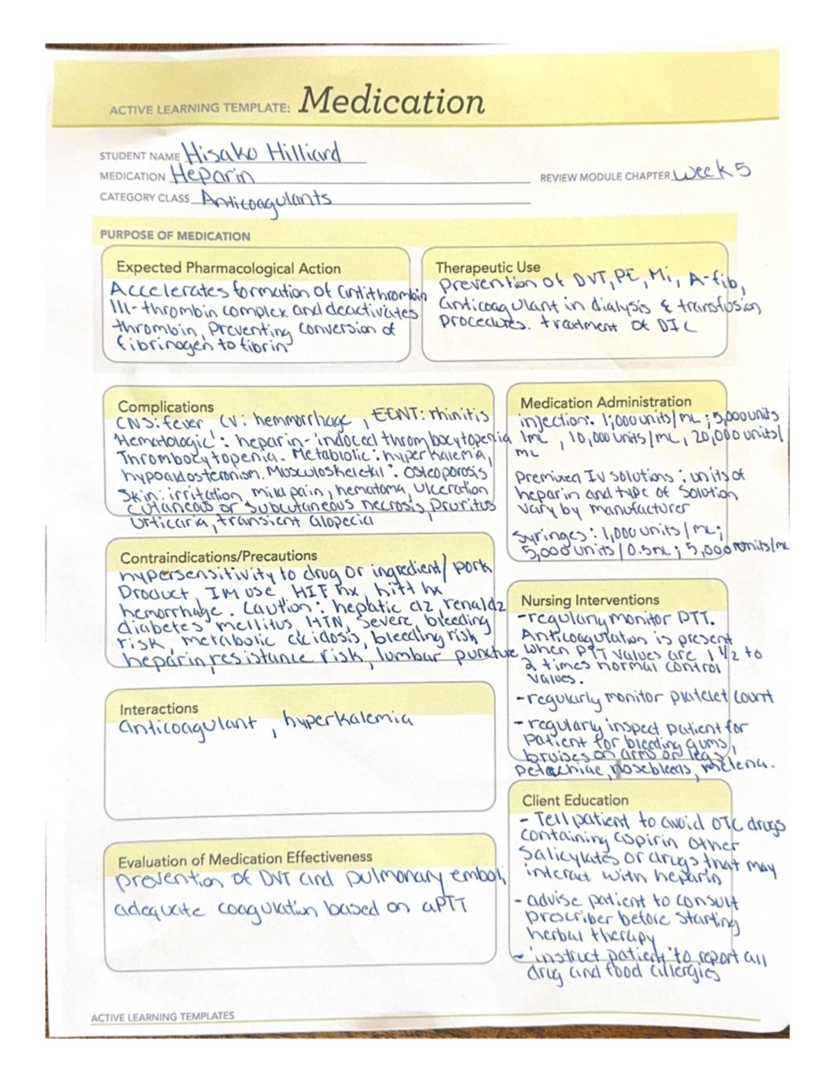 Active Learning Template: Warfarin Medication Assignment 5.1 Hilliard ...