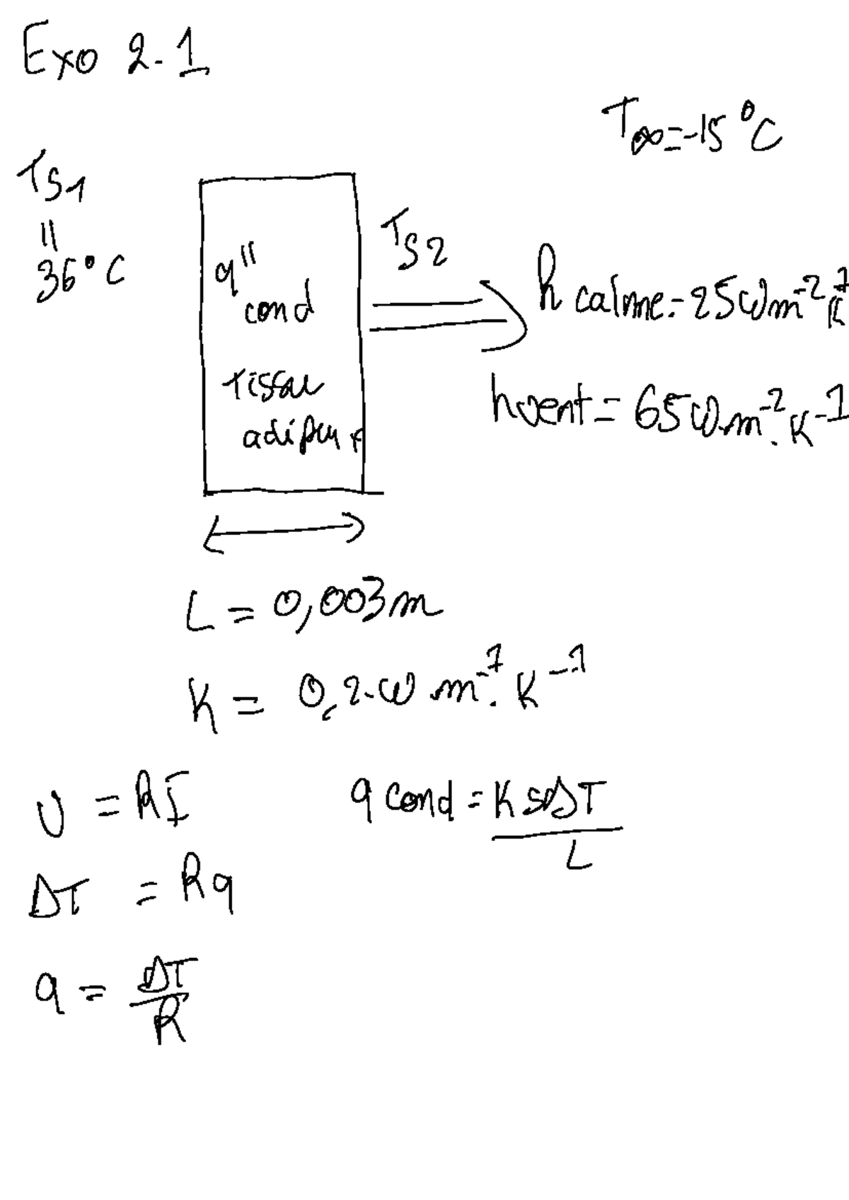 Tp2 - tp 2 transfert thermique - Exo 2. 1 To = -15 % TS 360c ...