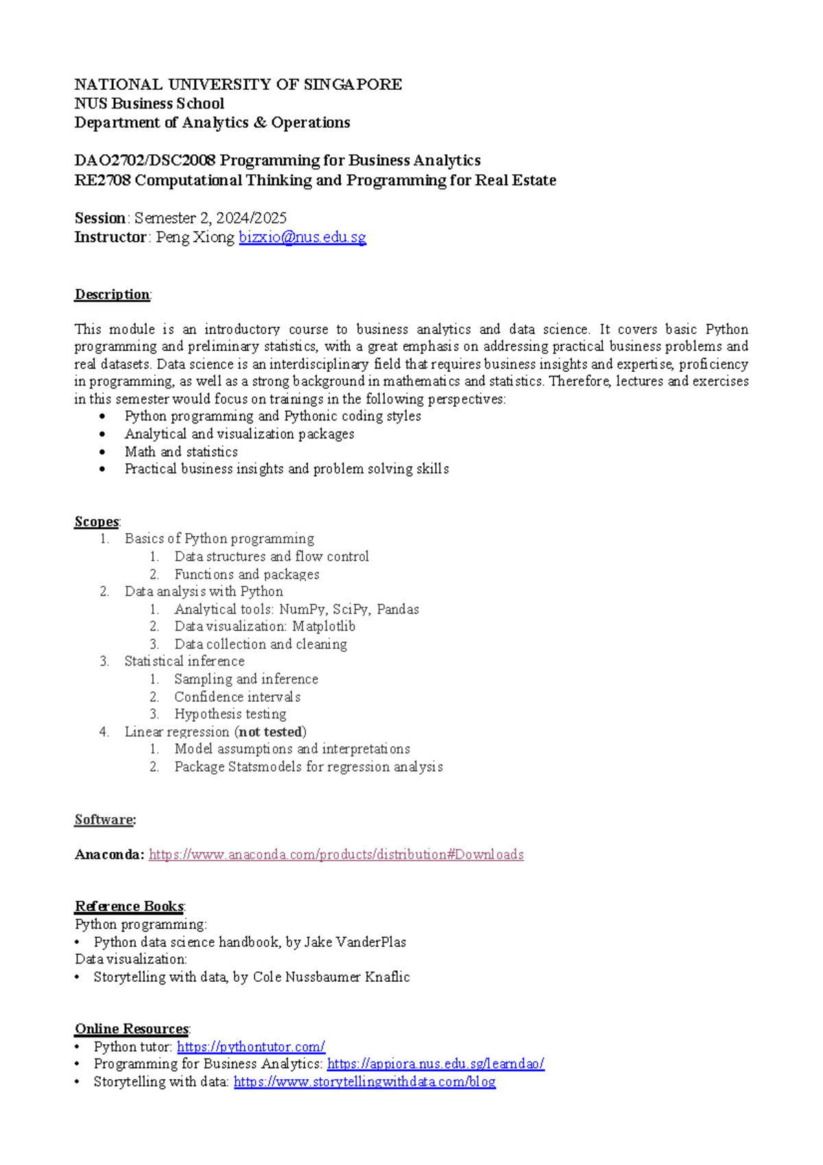 DAO2702 Intro to Business Analytics & Python Programming Overview - Studocu