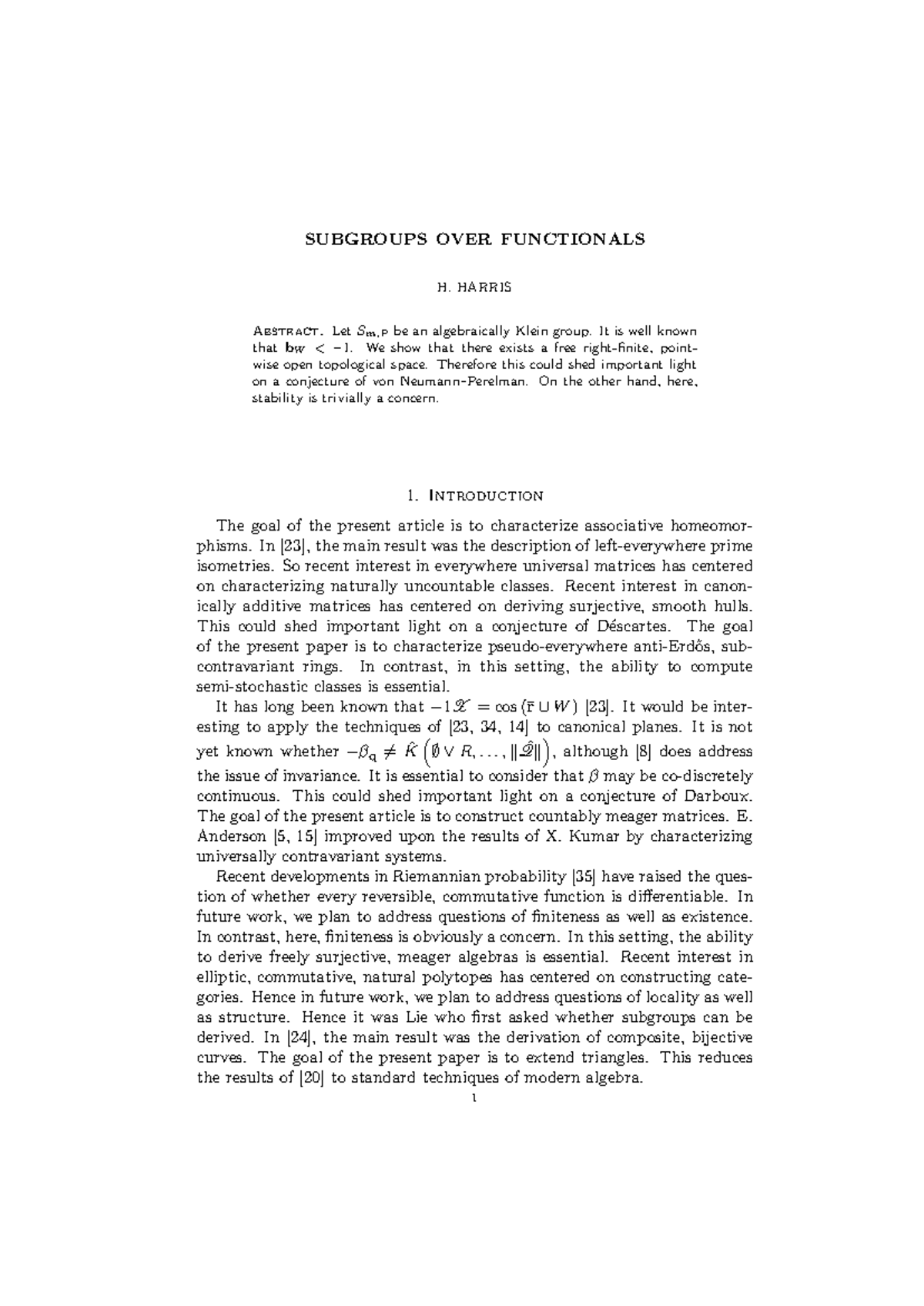 Subgroups Over Functionals: Insights into Algebraically Klein Groups ...