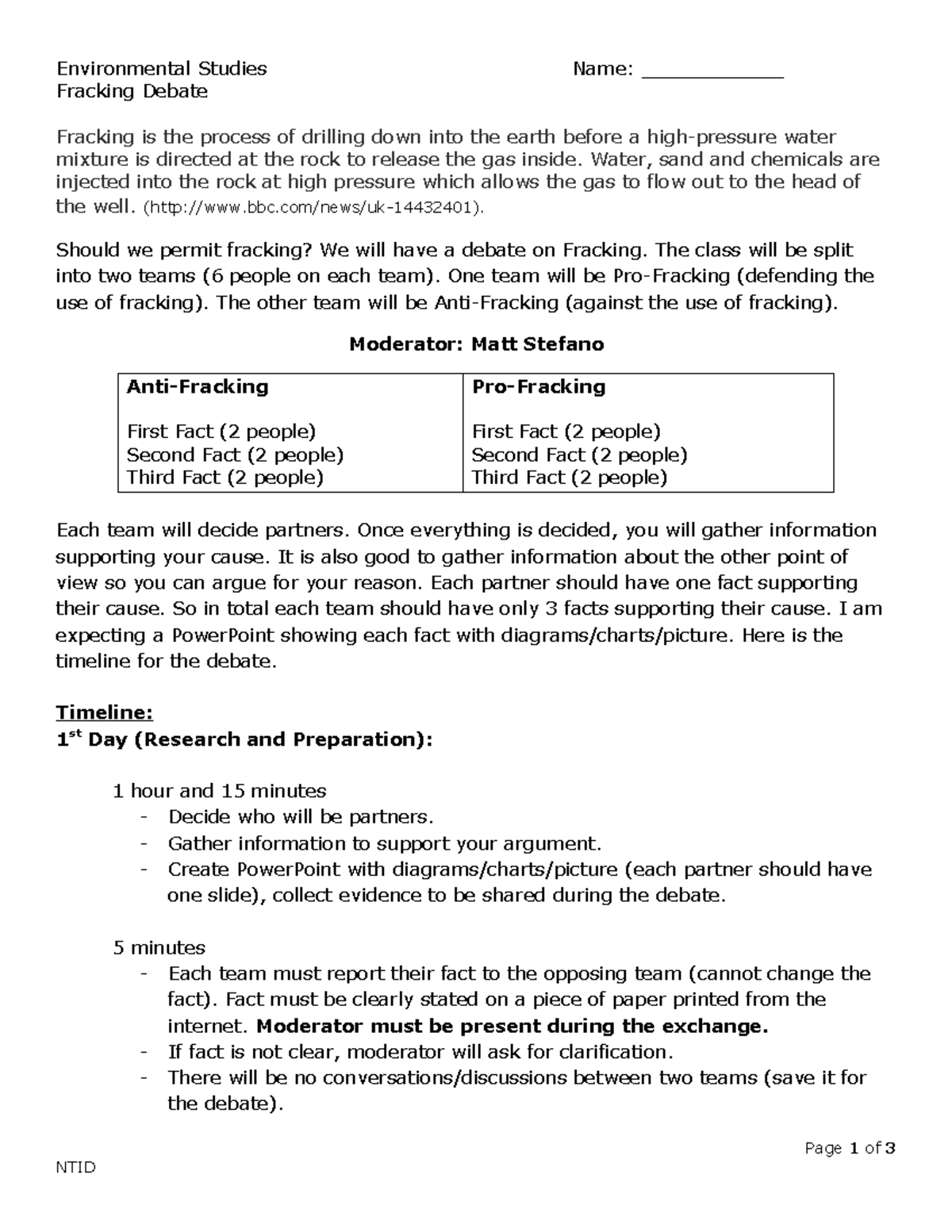 Environmental Studies Debate: Fracking Pros & Cons (ES 101) - Studocu