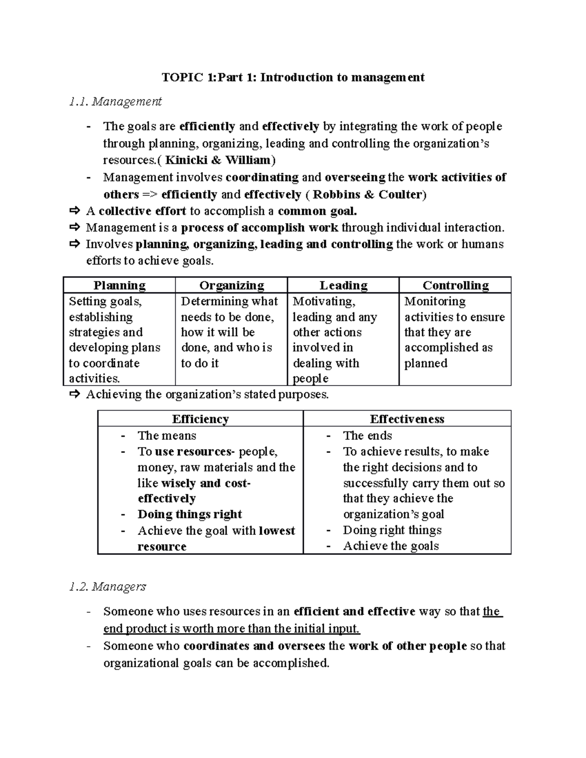 POM - Lecture Notes on Management Concepts and Theories - Studocu