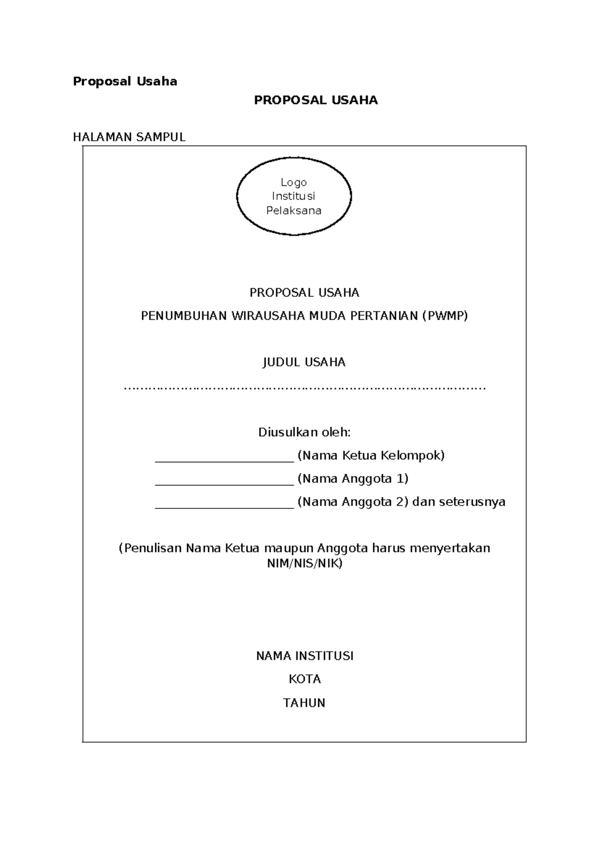 Proposal Usaha PWMP UNDIKSA: Rencana Bisnis Pertanian Muda - Studocu