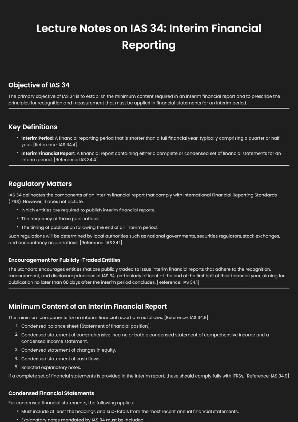 Lecture Notes on IAS 34: Interim Financial Reporting Essentials - Studocu