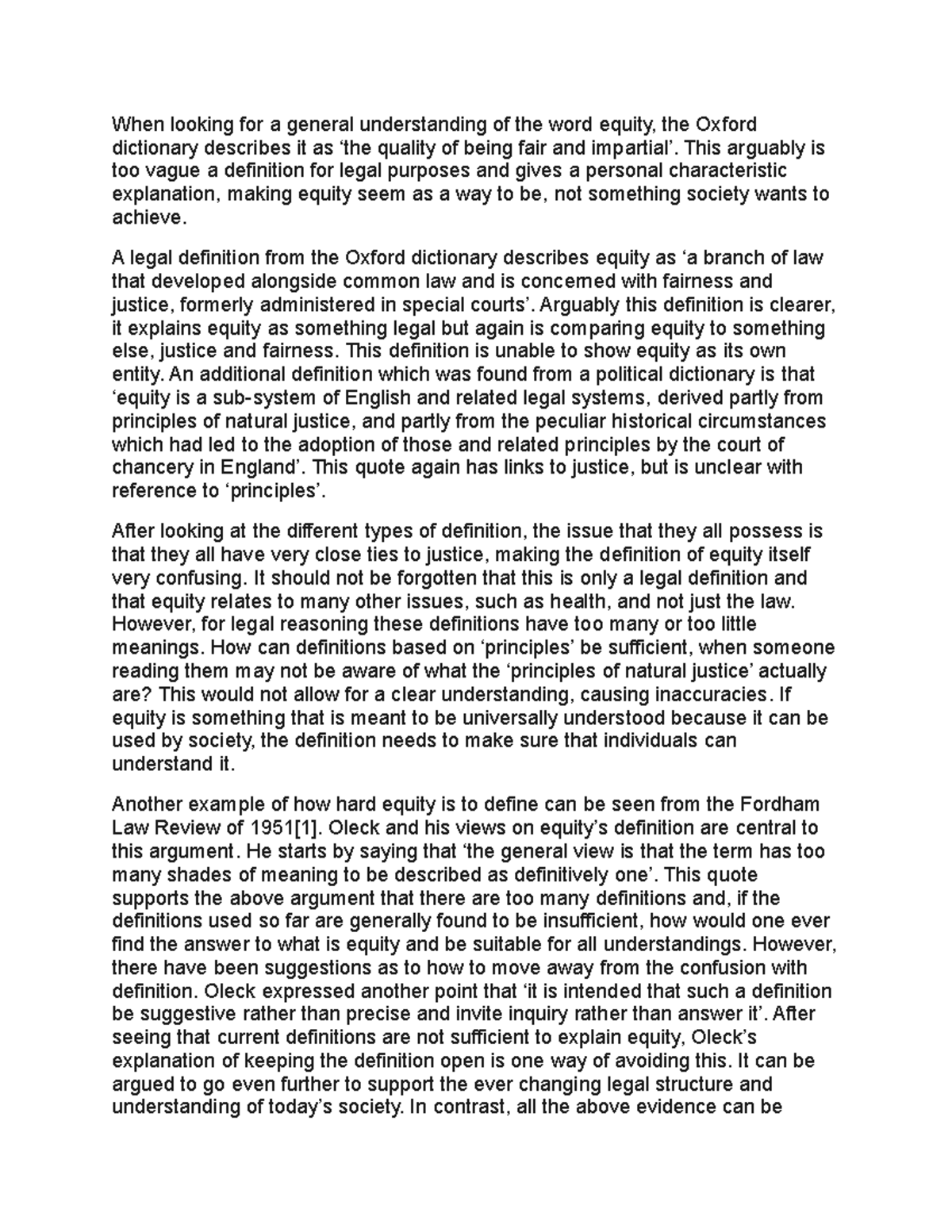 When looking for a general understanding of the word equity - This ...