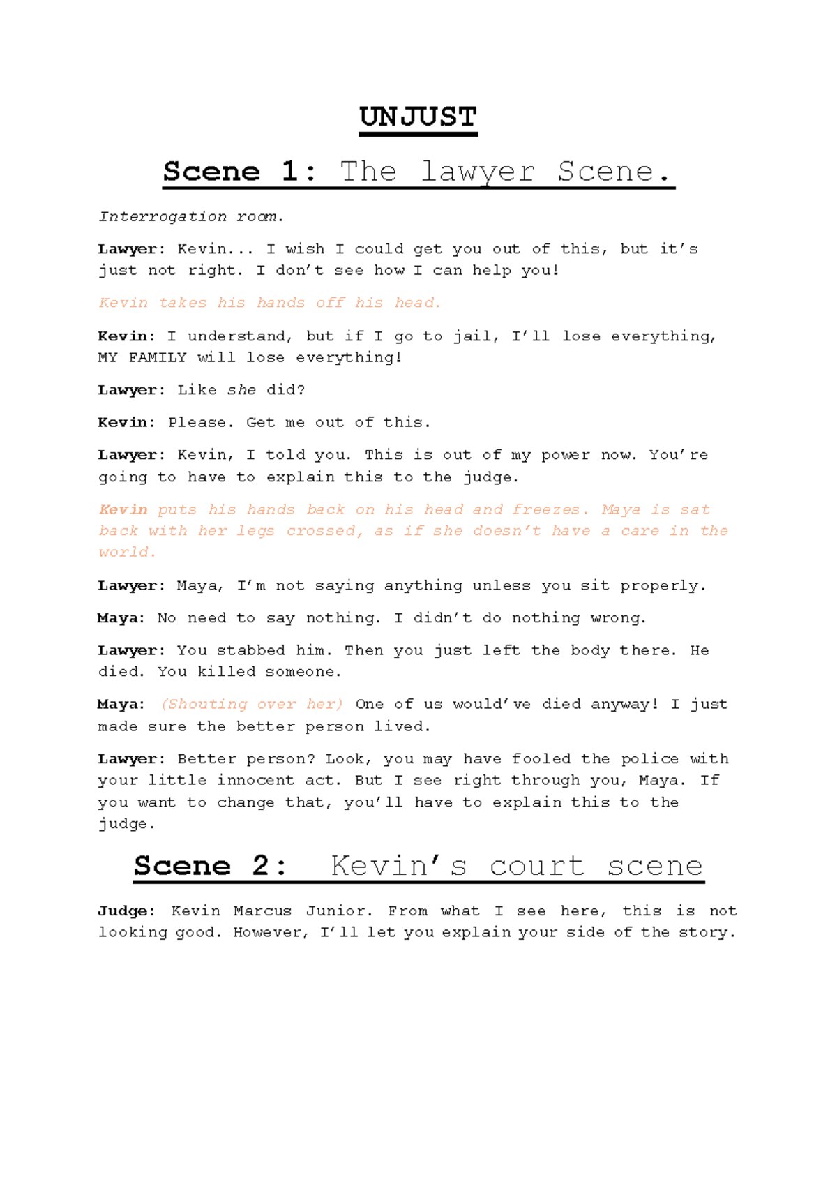 Unjust - Full Script Analysis and Breakdown - Studocu