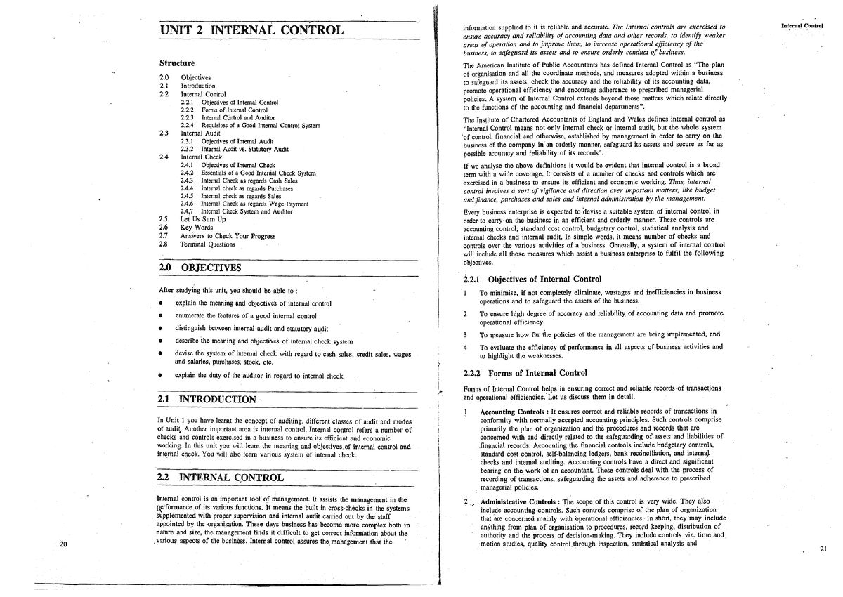 Internal Control Notes (Unit 2) - Ensuring Accuracy and Efficiency ...
