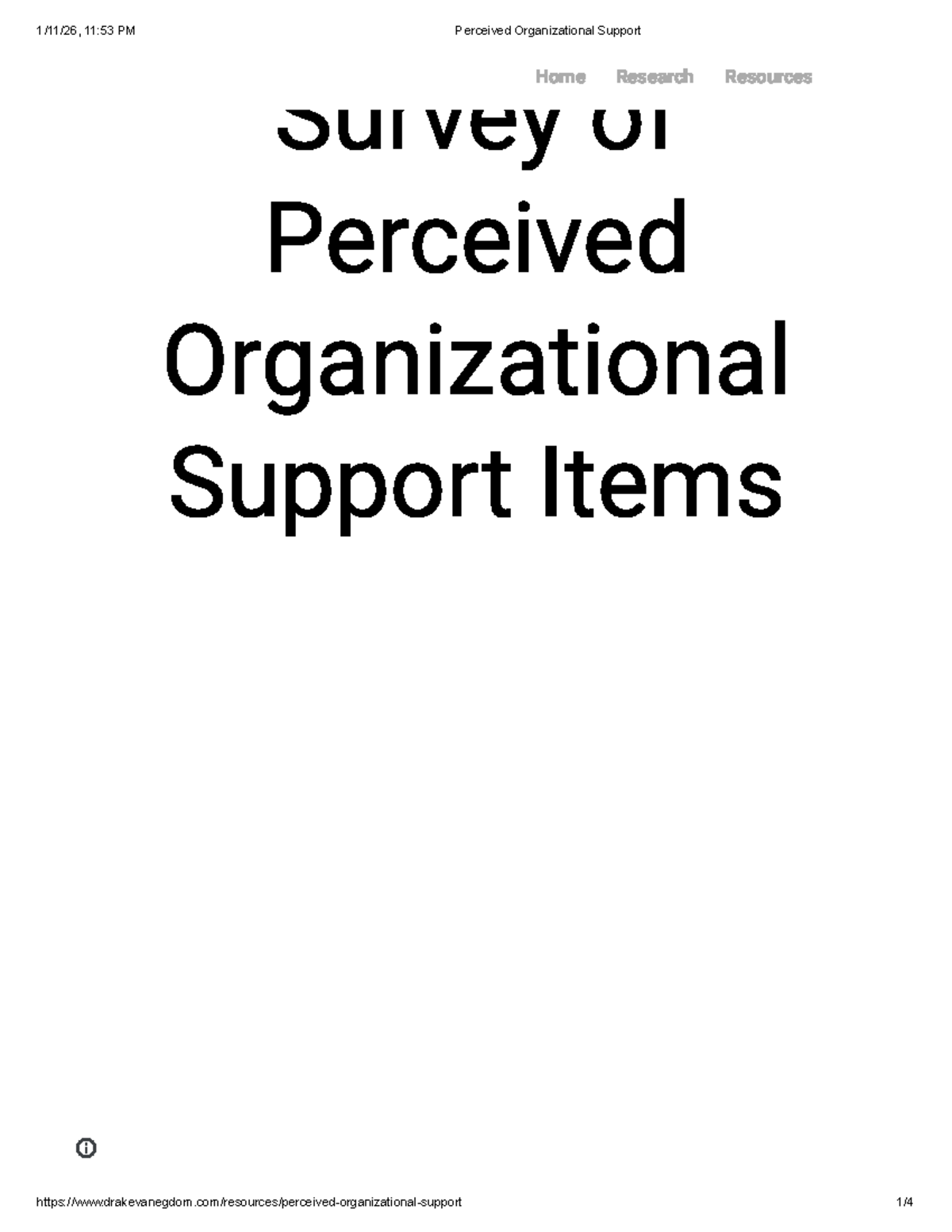 SPOS Survey: Key Items for Assessing Organizational Support - Studocu