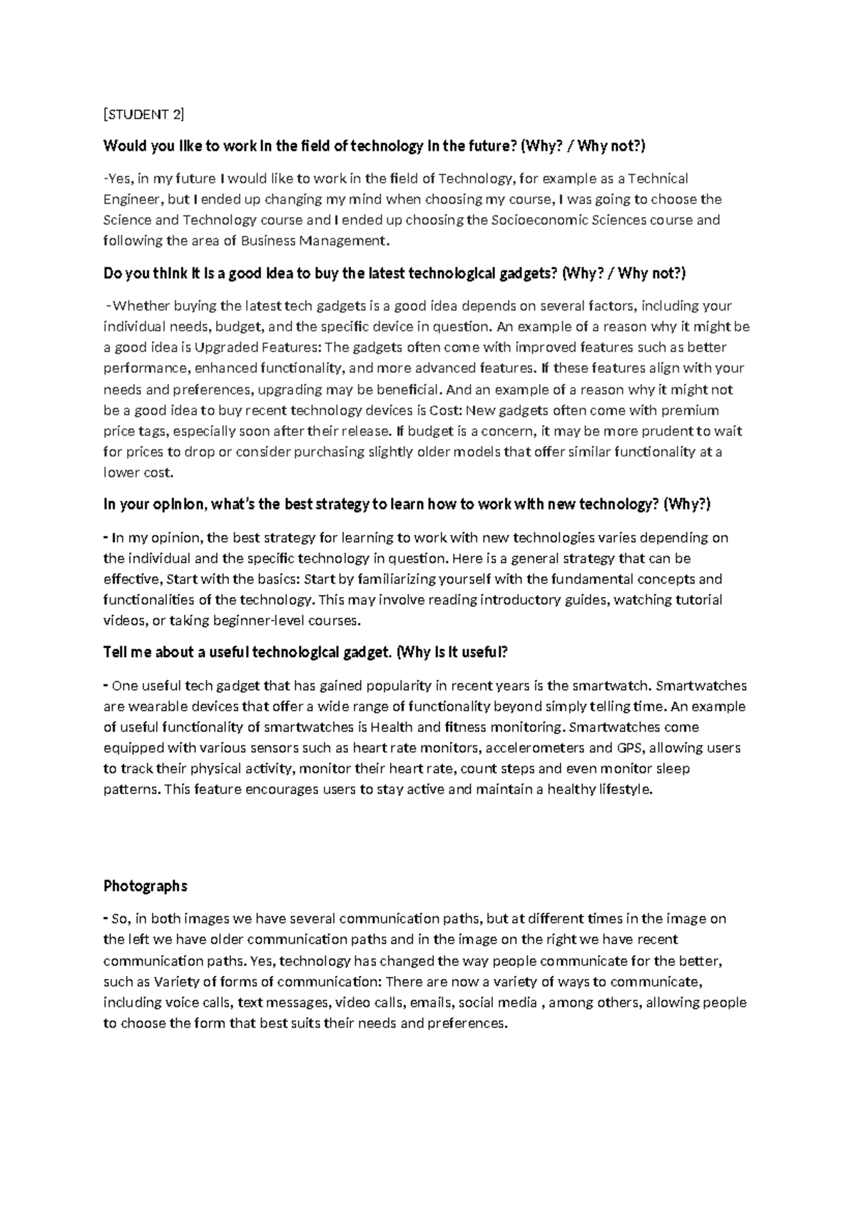 Reflections on Technology and Its Impact: A Student's Perspective - Studocu