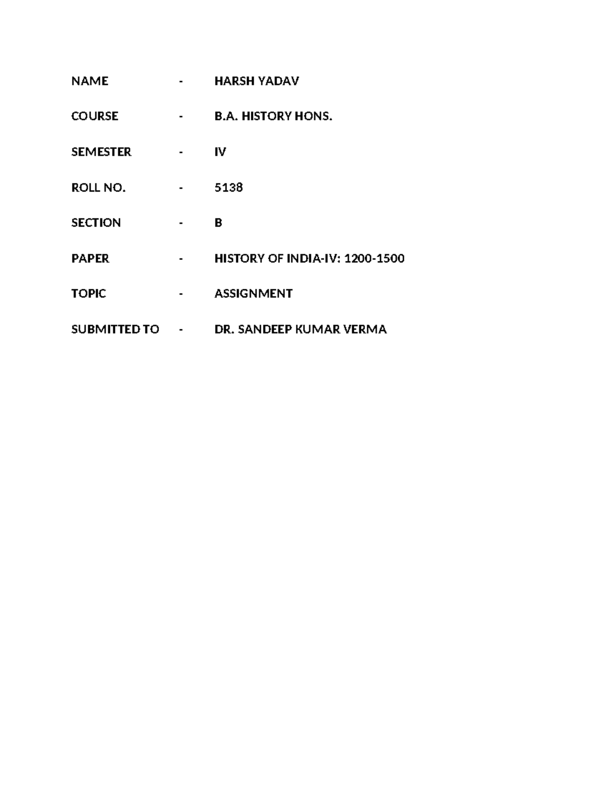 HIST-IV Assignment: Structure of Nobility in the Delhi Sultanate - Studocu