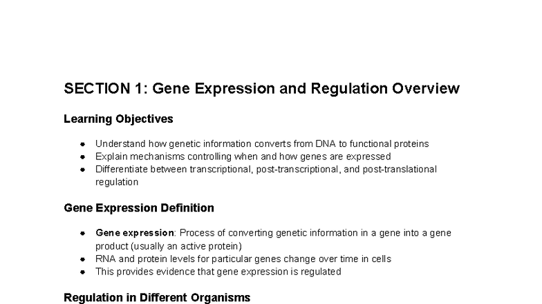 Biology 101: Gene Expression & Cell Reproduction Final Exam Notes - Studocu