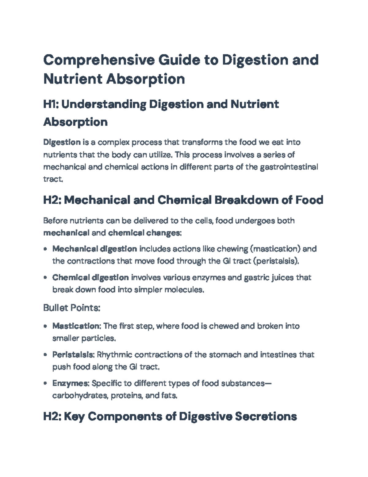 Comprehensive Guide to Digestion & Nutrient Absorption (BIO101 ...