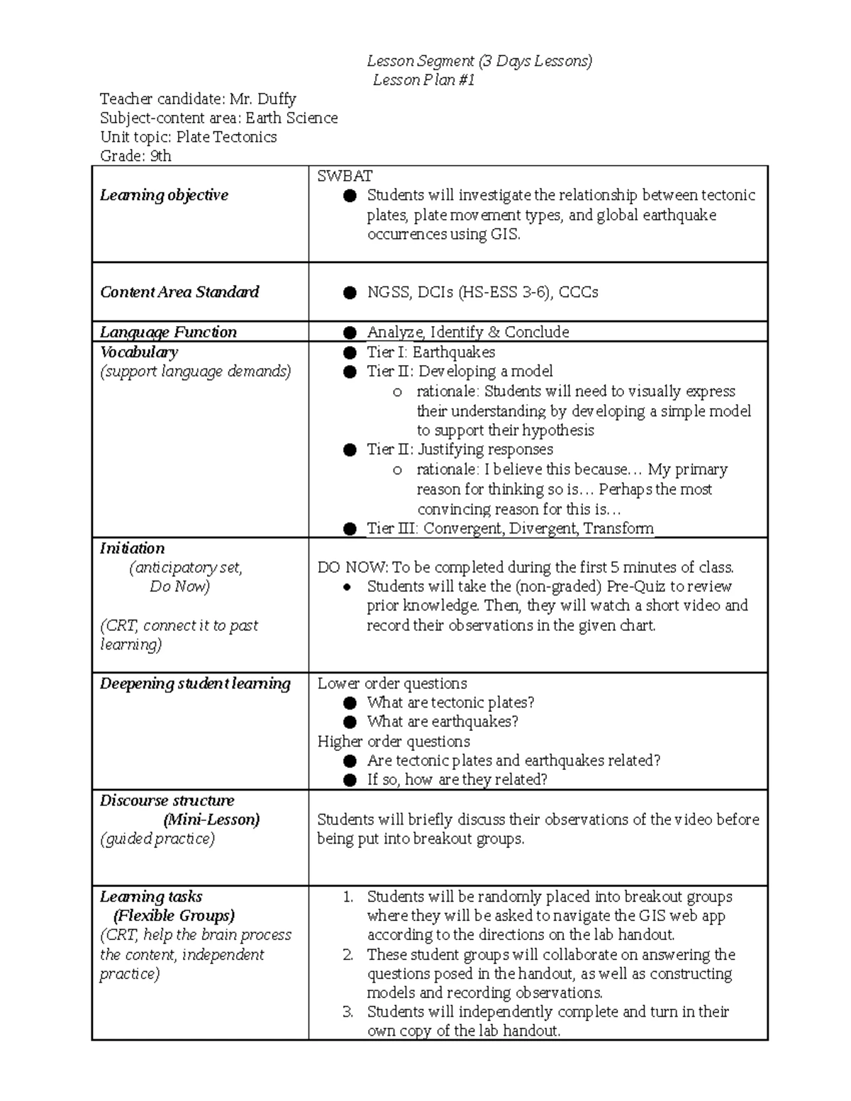 UDL Lesson Plan - Lesson Segment Lesson Plan # Teacher candidate ...