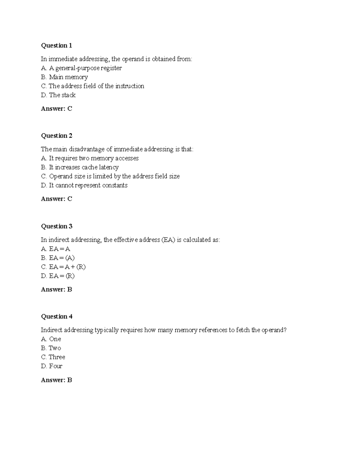 Addressing Modes and Their Characteristics - CS101 Lecture Notes - Studocu