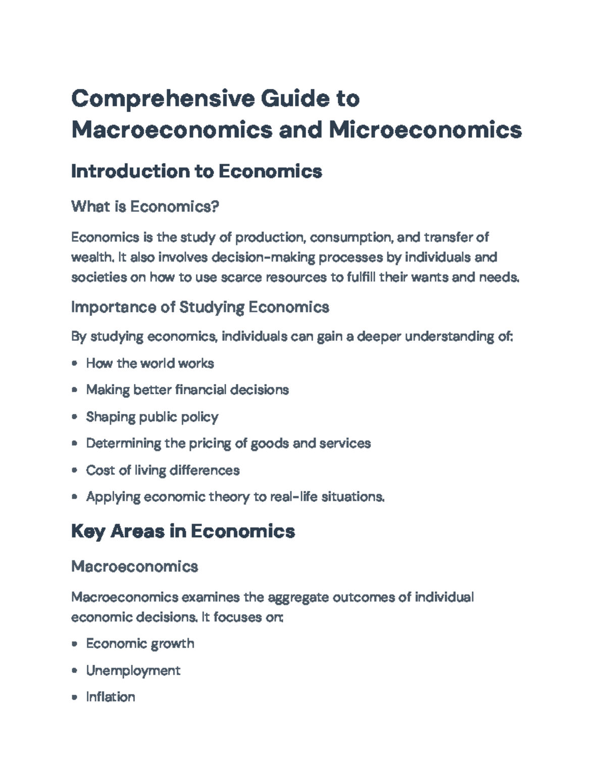 Comprehensive Guide to Macroeconomics and Microeconomics Concepts ...