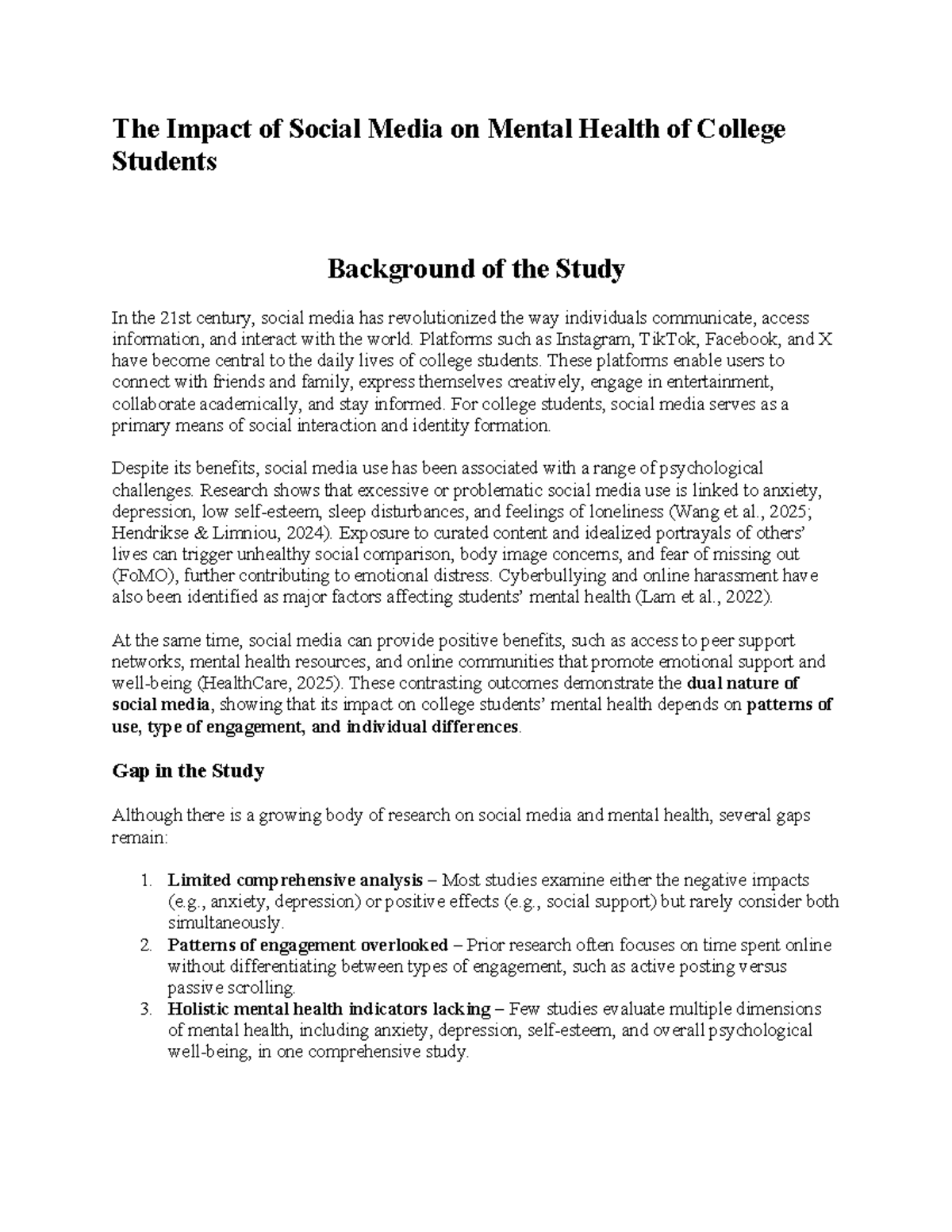 The Impact of Social Media on College Students' Mental Health: A Study ...