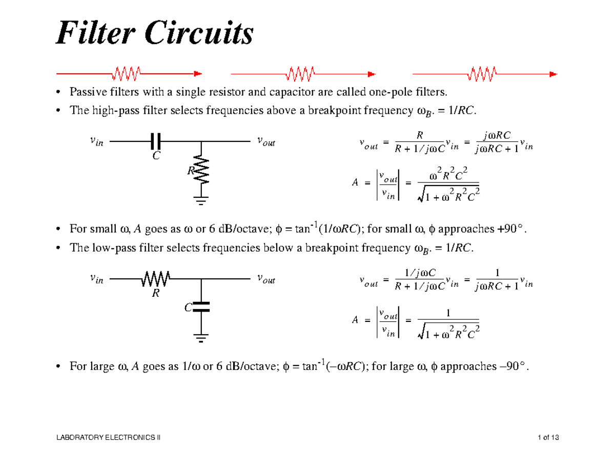 Filter Circuits: Understanding Passive and Active Filters (Course Code ...