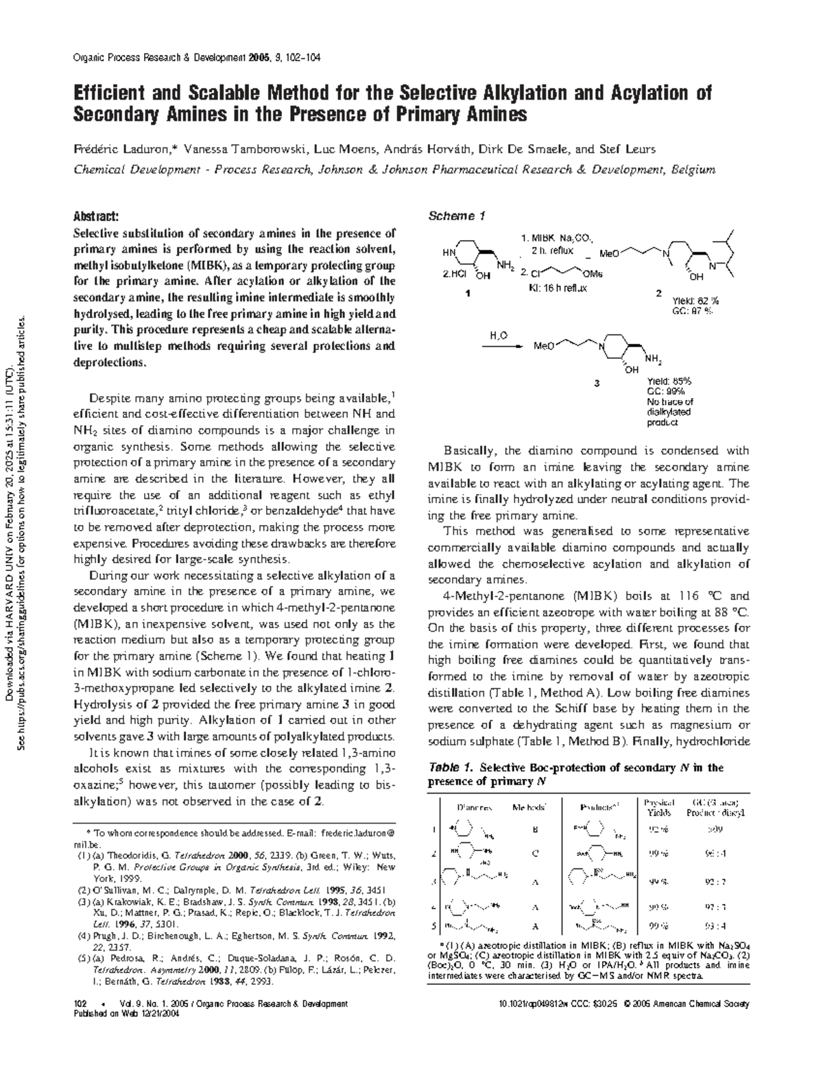 Efficient and Scalable Method for Selective Alkylation of Secondary ...