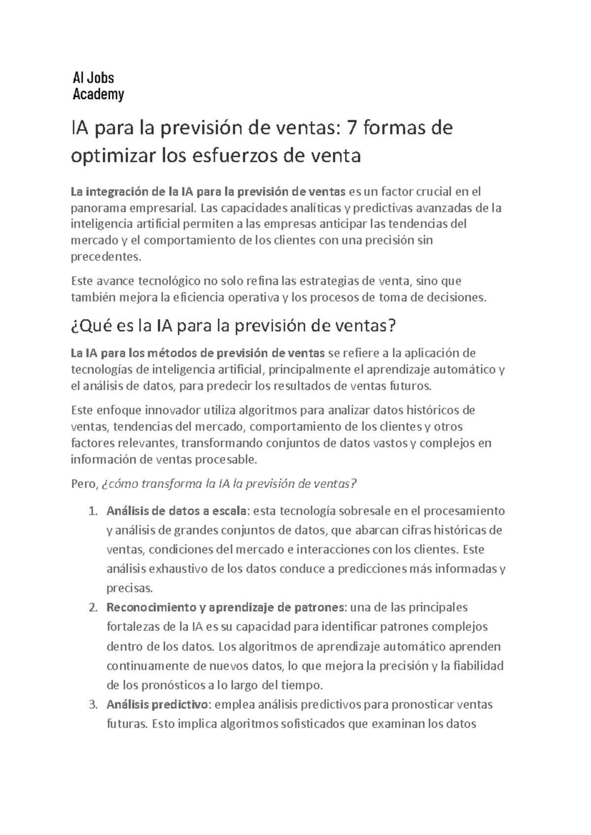 IA para la Previsión de Ventas: 7 Estrategias para Optimizar Ventas ...