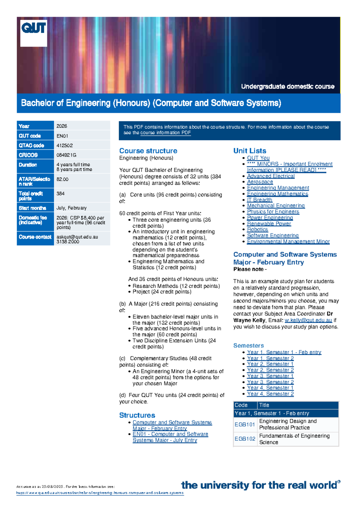 Bachelor of Engineering (Honours) (Computer and Software Systems ...