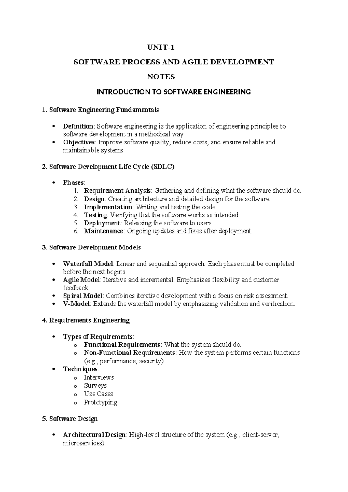 SE Notes - software engineerimng - UNIT- SOFTWARE PROCESS AND AGILE ...