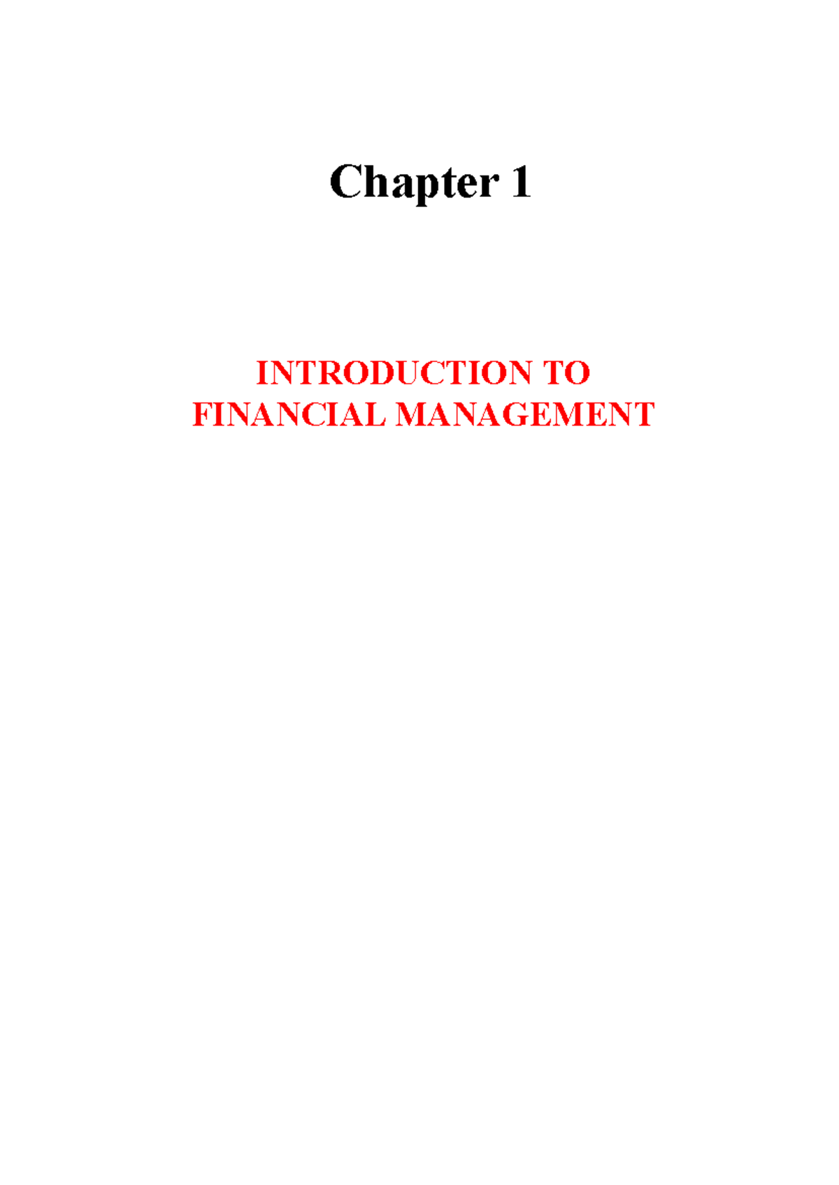 Financial Management CH1: Introduction to Money & Finance Concepts ...