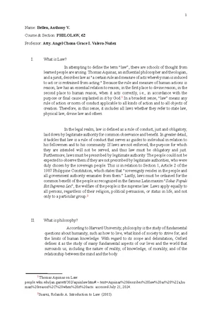 Philosophy of Law Concepts - PHIL MTE Final Exam Notes - Studocu