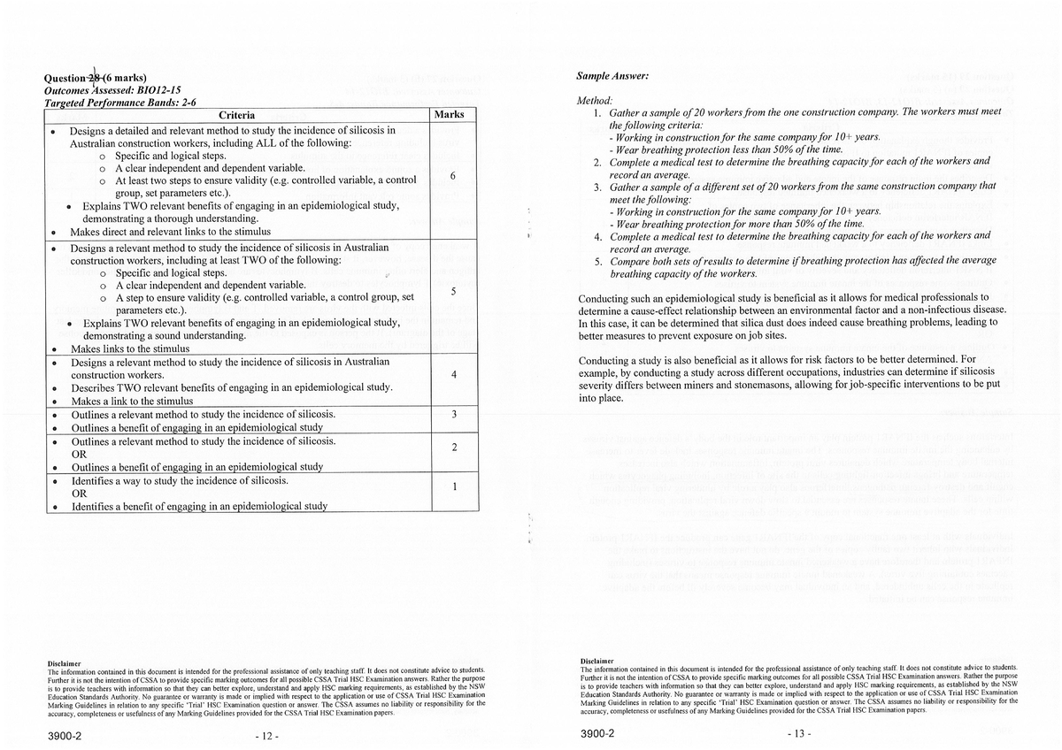 CSSA 2023 Trial HSC Exam Marking Criteria and Sample Answers - Studocu