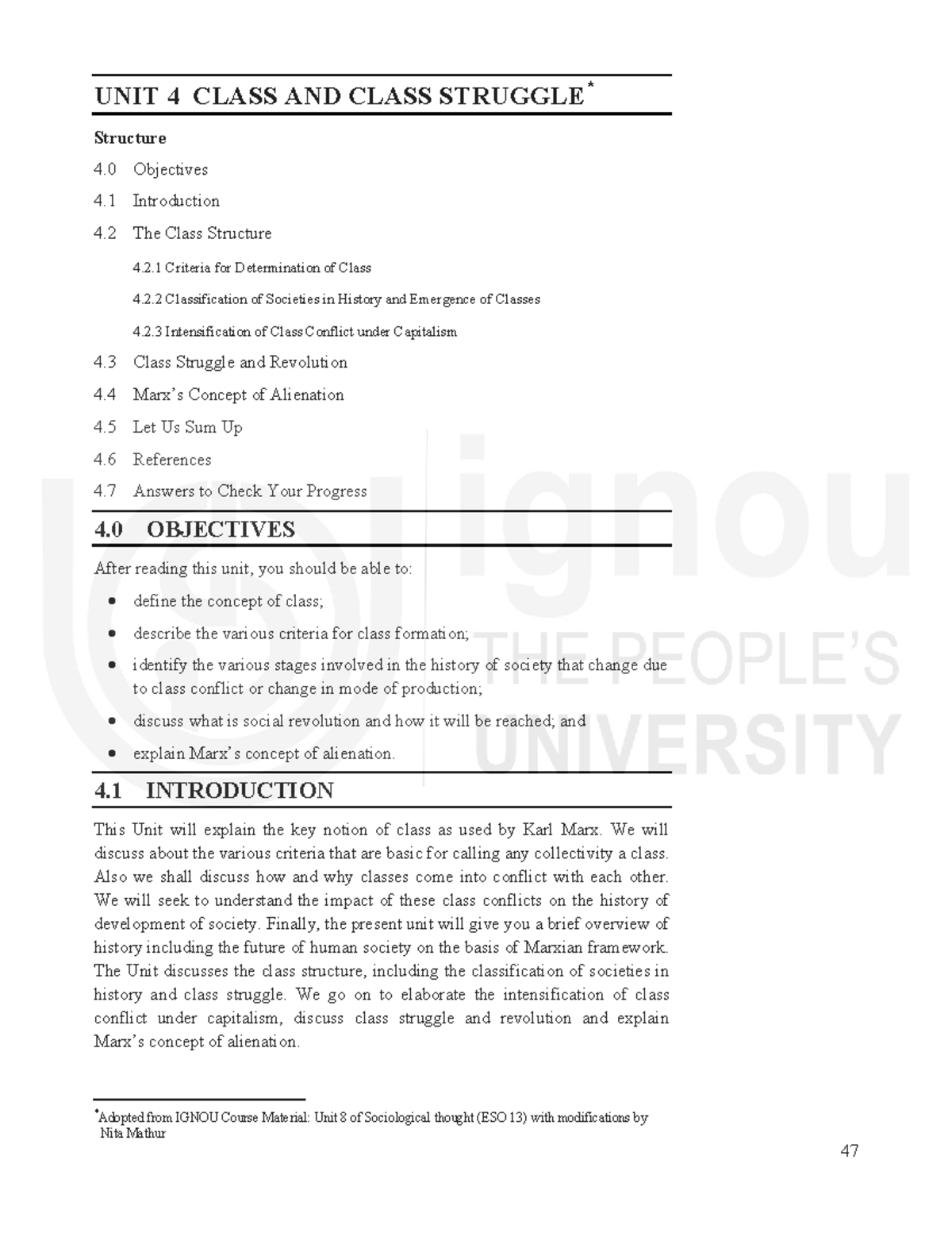 Unit 4: Class and Class Struggle in Marxian Thought (ESO 13) - Studocu