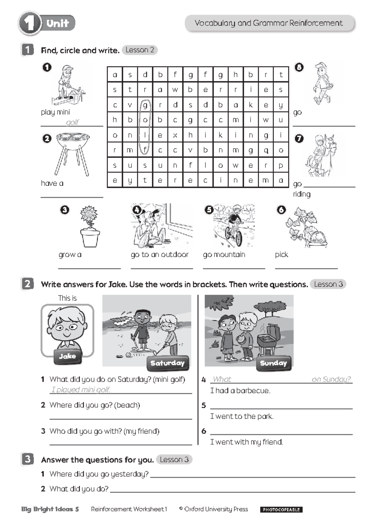 Big Bright Ideas 5 Reinforcement Worksheets: Activities & Answers - Studocu