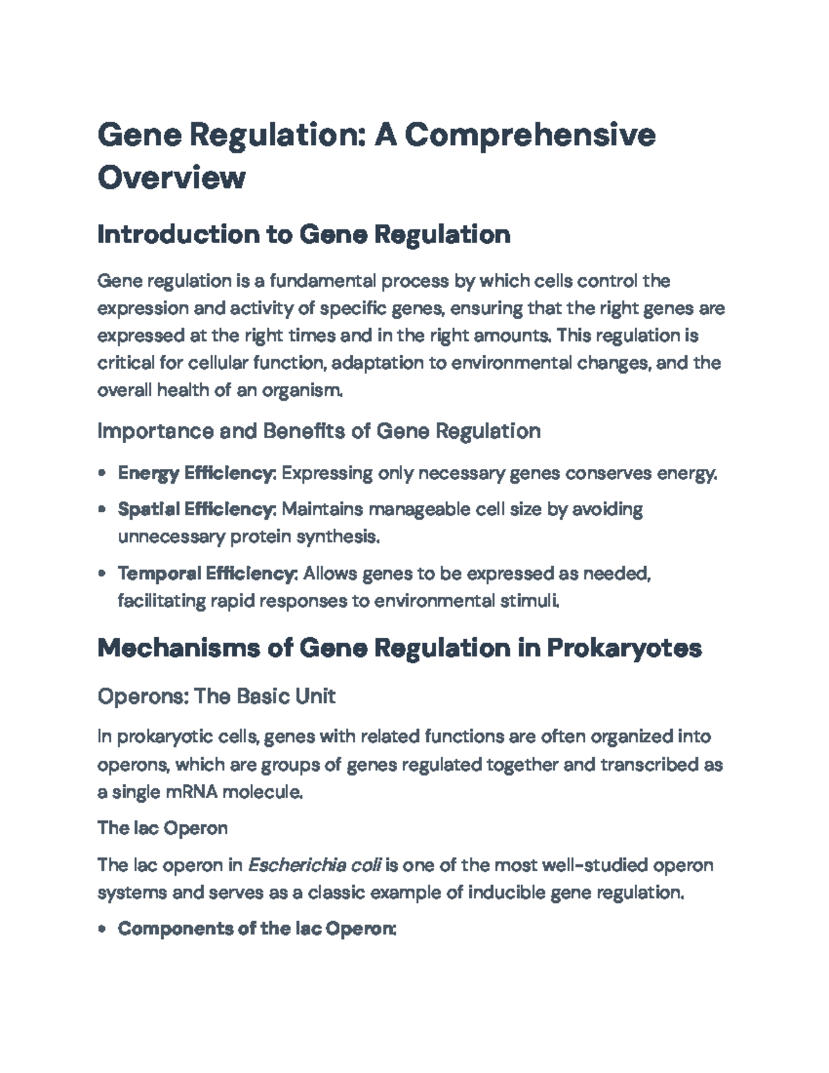 Gene Regulation: Mechanisms in Prokaryotes and Eukaryotes Overview ...