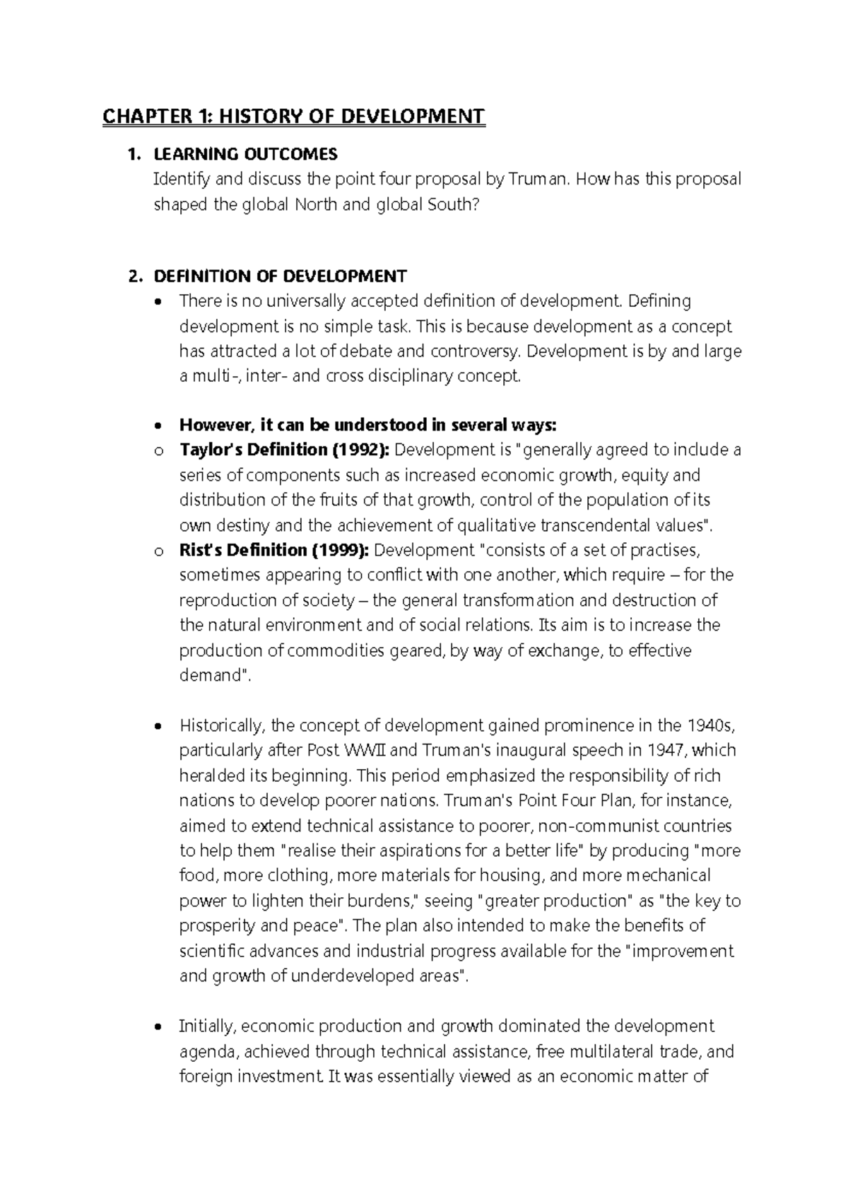 CHAPTER 1: TRUMAN'S FOUR POINT PROGRAM AND DEVELOPMENT - Studocu