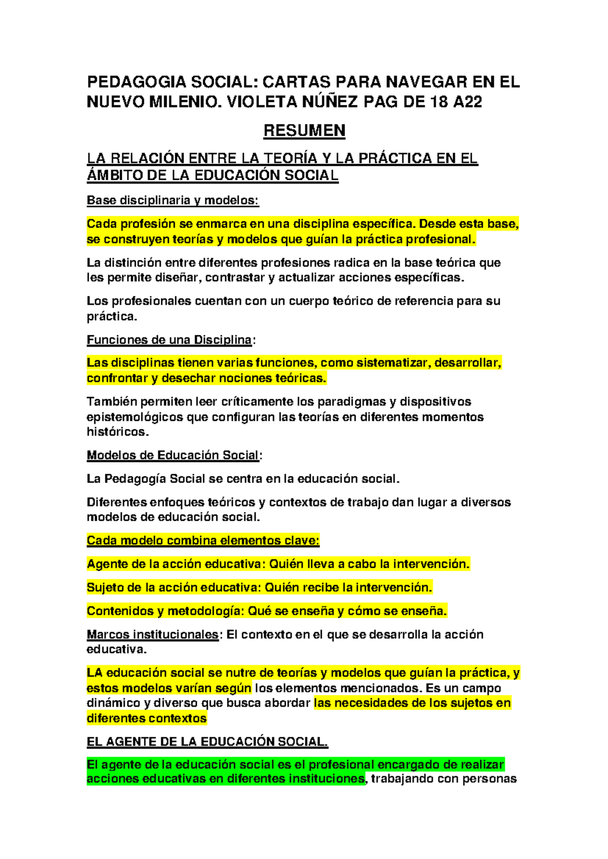 Resumen de Pedagogía Social: Teoría y Práctica en la Educación - Studocu