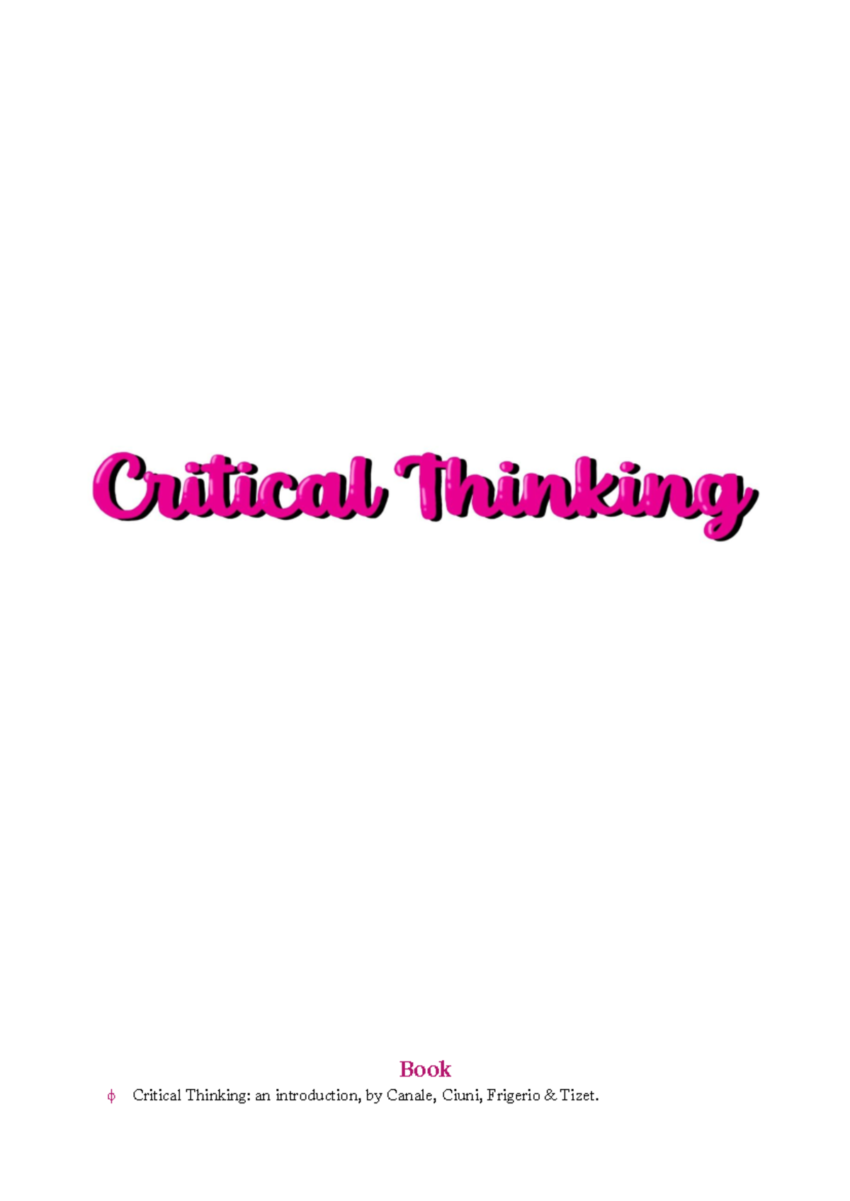 Critical Thinking Courseload: Final Sheet Review - Studocu