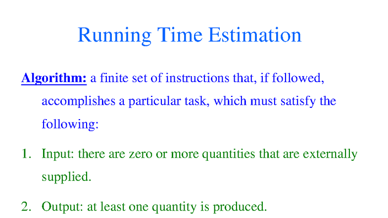 Run Time Estimation Algorithm: Key Concepts and Rules - Studocu