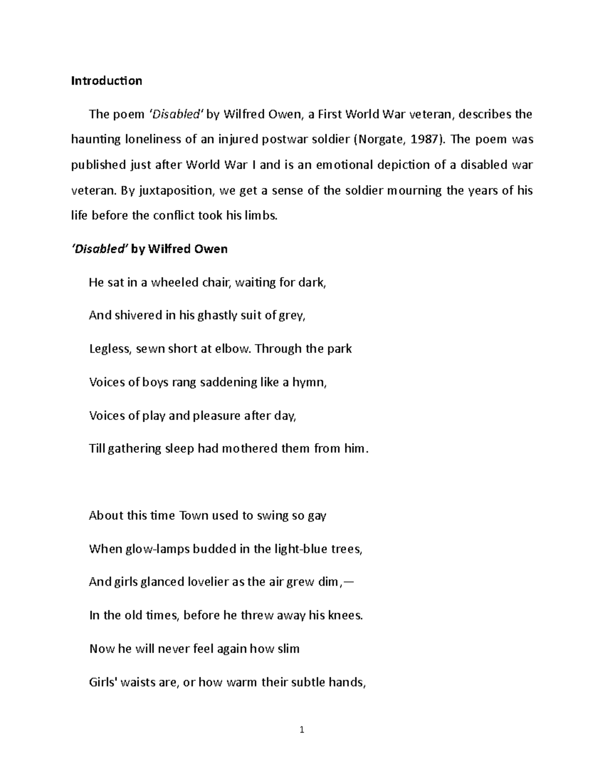 analysis-of-disabled-by-wilfred-owen-themes-structure-studocu