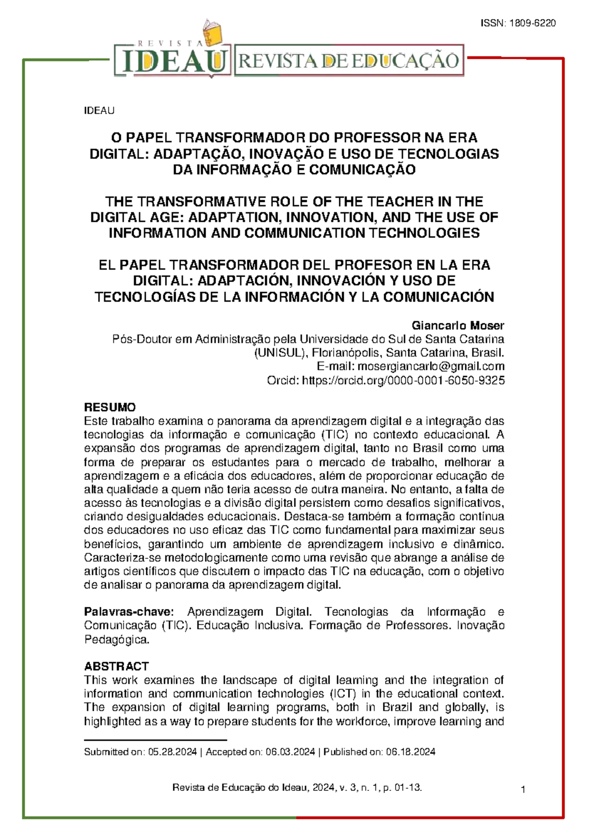 O Papel Transformador DO Professor NA ERA Digital - Adaptação, Inovação ...
