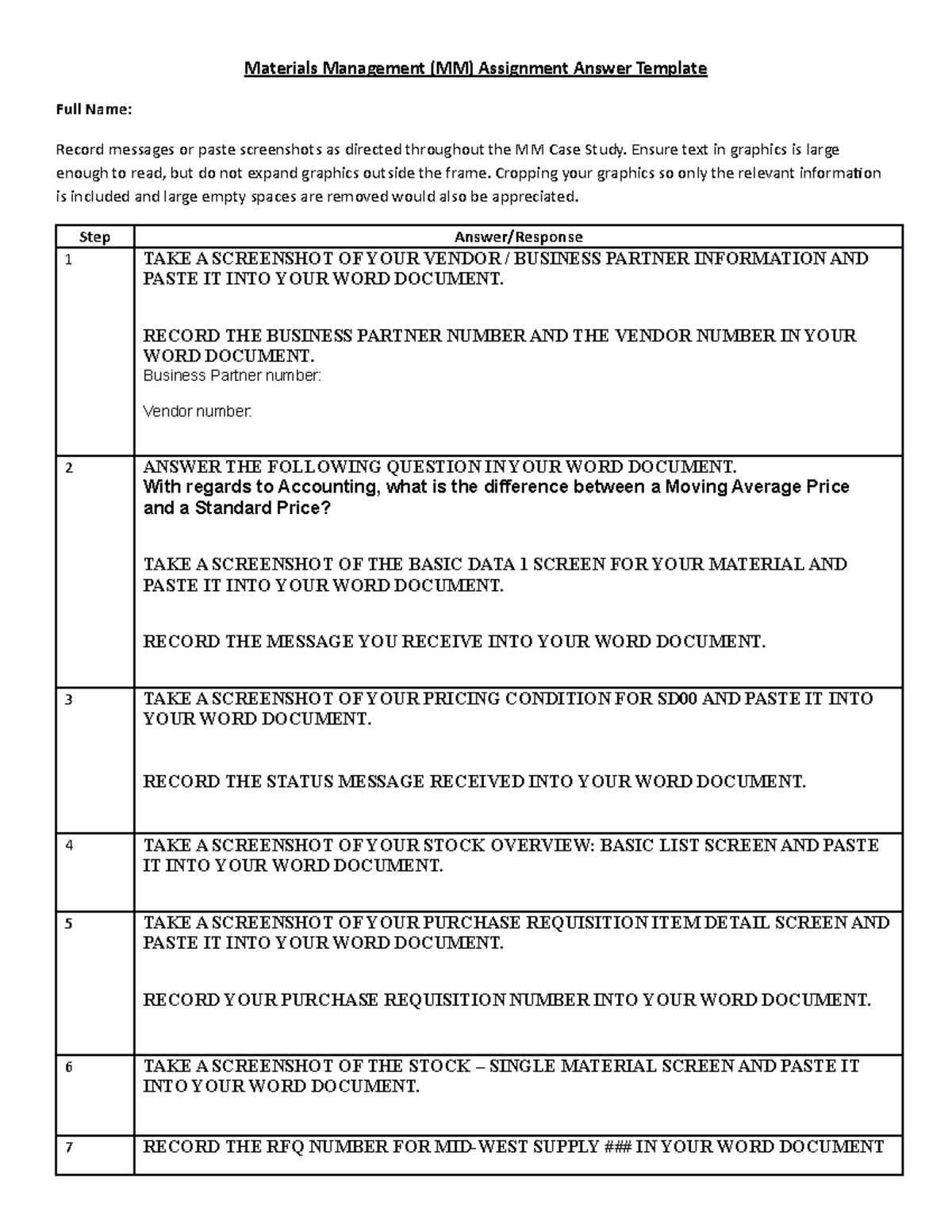 MM Assignment Answer Template: Case Study Screenshots & Responses - Studocu