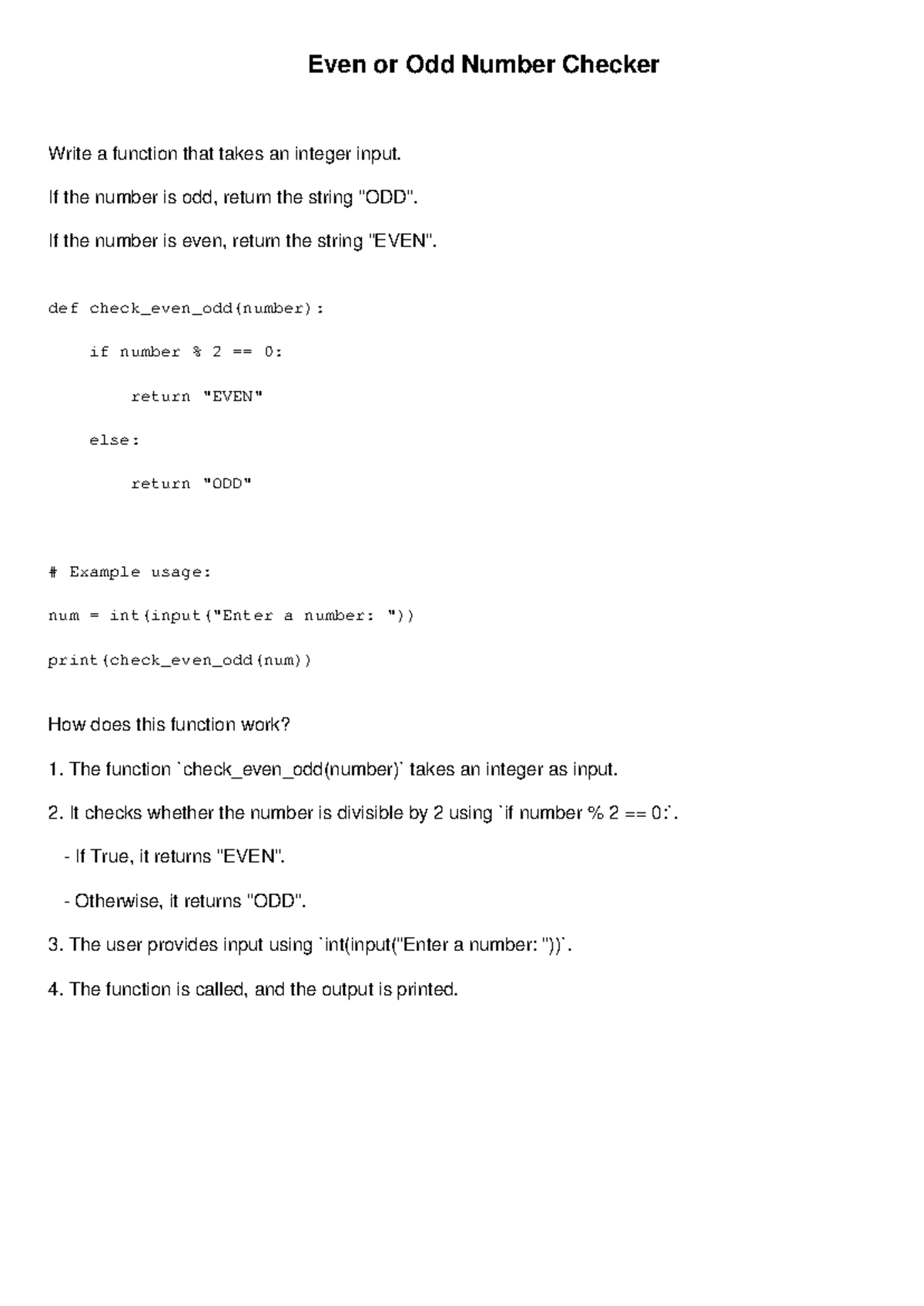 Even Odd Checker - Best source - Even or Odd Number Checker Write a ...