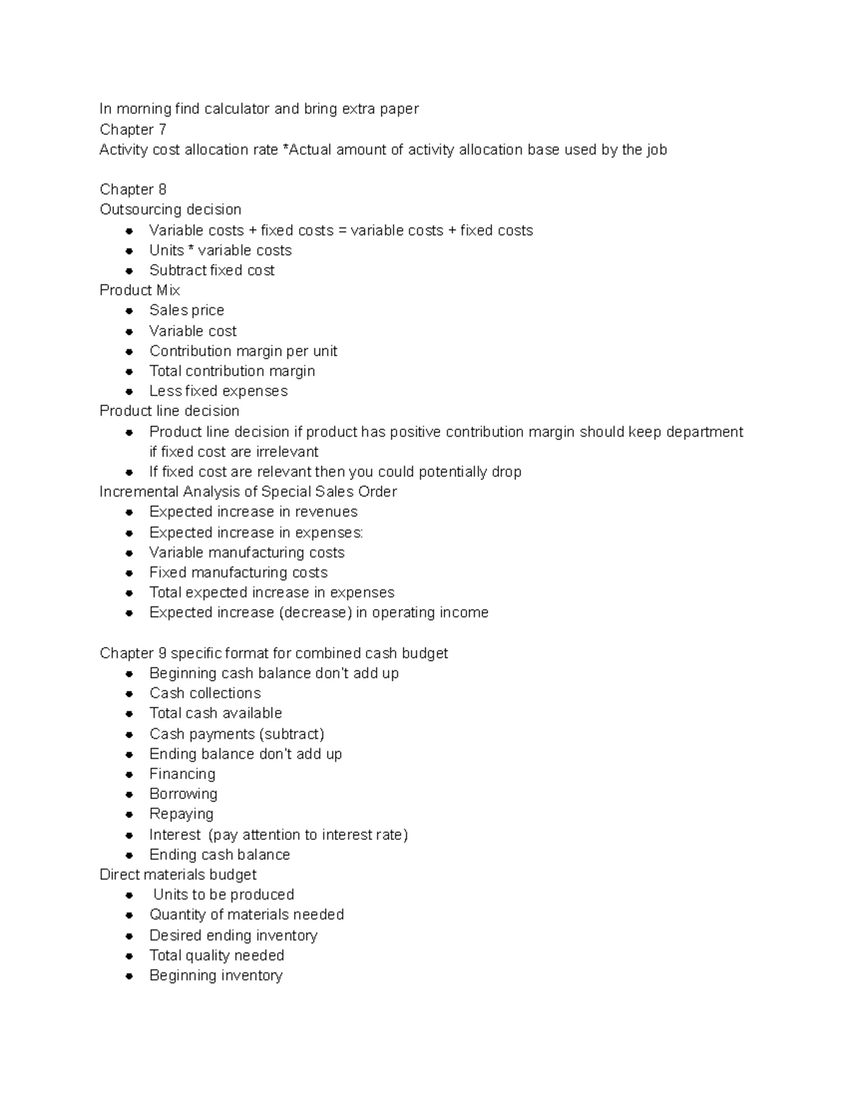 Managerial Accounting Final Study Guide: Key Concepts & Formulas - Studocu