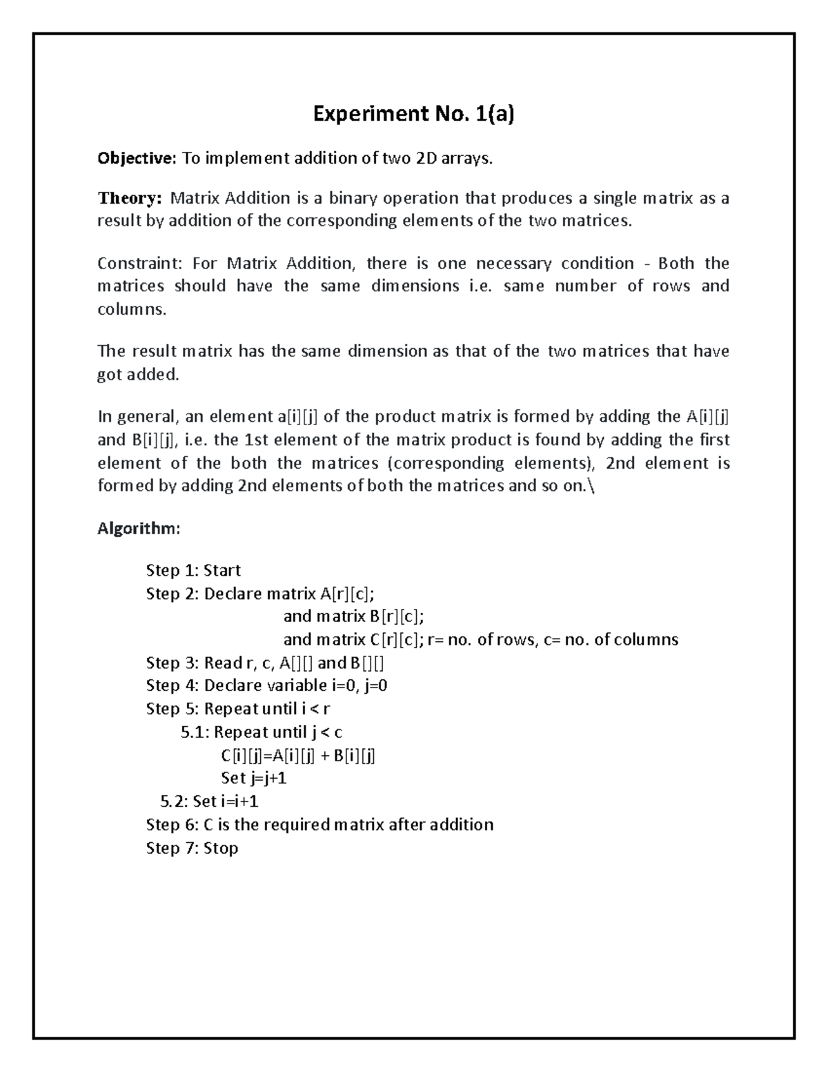 Experiment 1(a) - DSAA Practical - Experiment No. 1(a) Objective: To ...