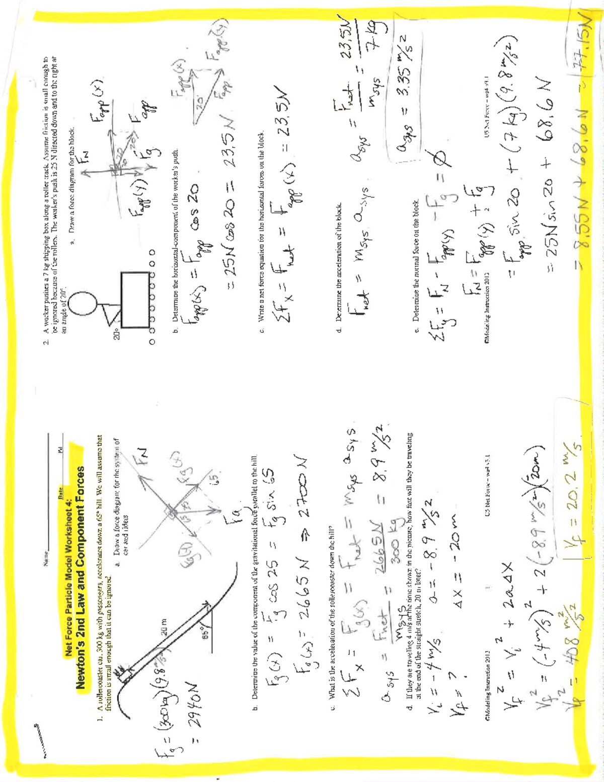 Net Force Particle Model Worksheet 4: Practice #234 Answer Key - Studocu