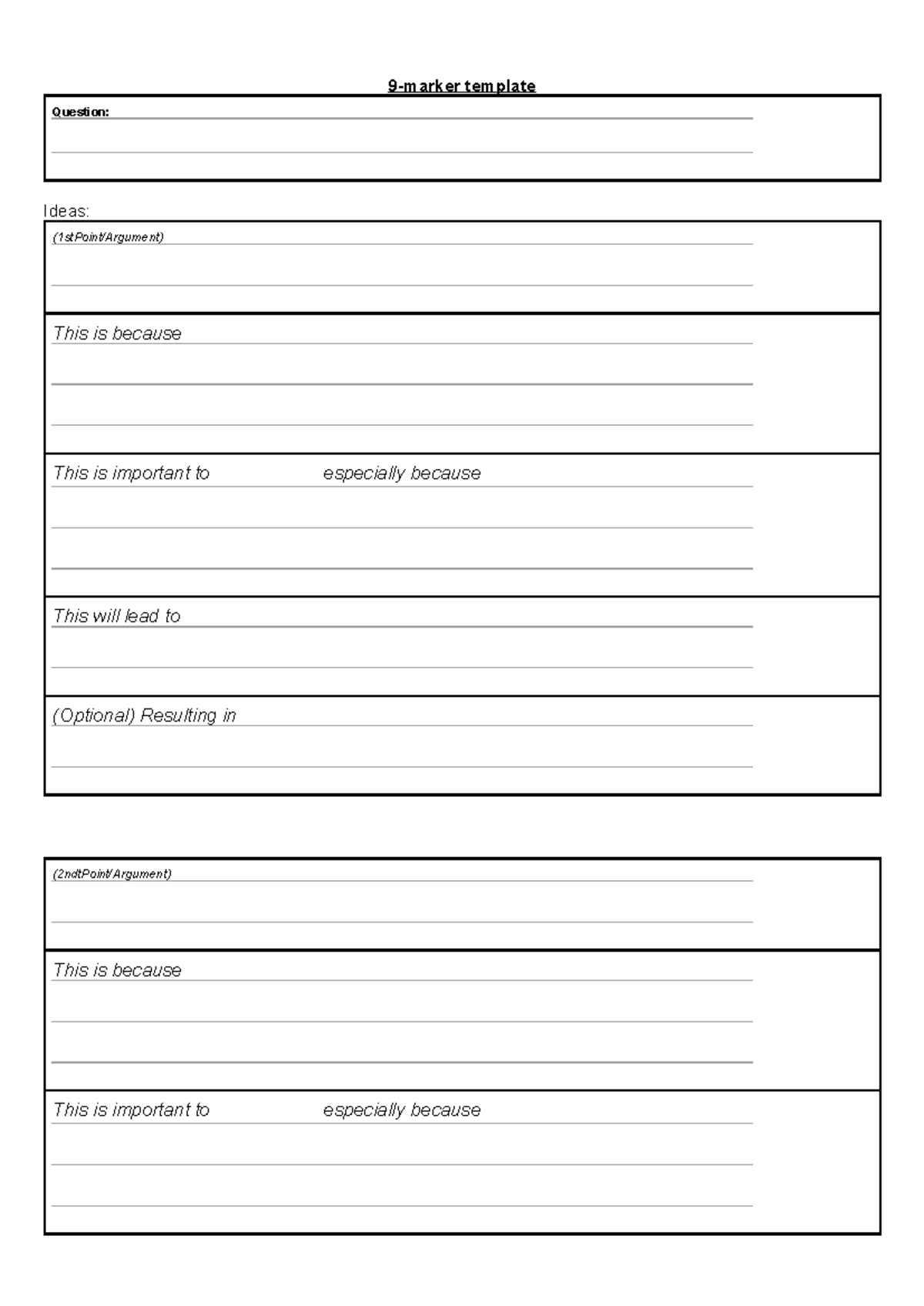 9-marker-template - 9 mark structure - Business - 9-marker template ...