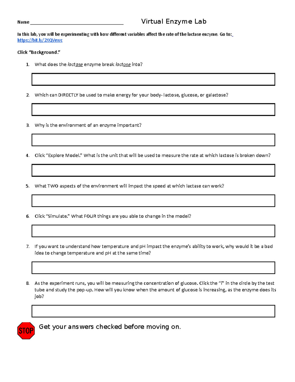 Virtual Enzyme Lab - This is academic rubric. - Name