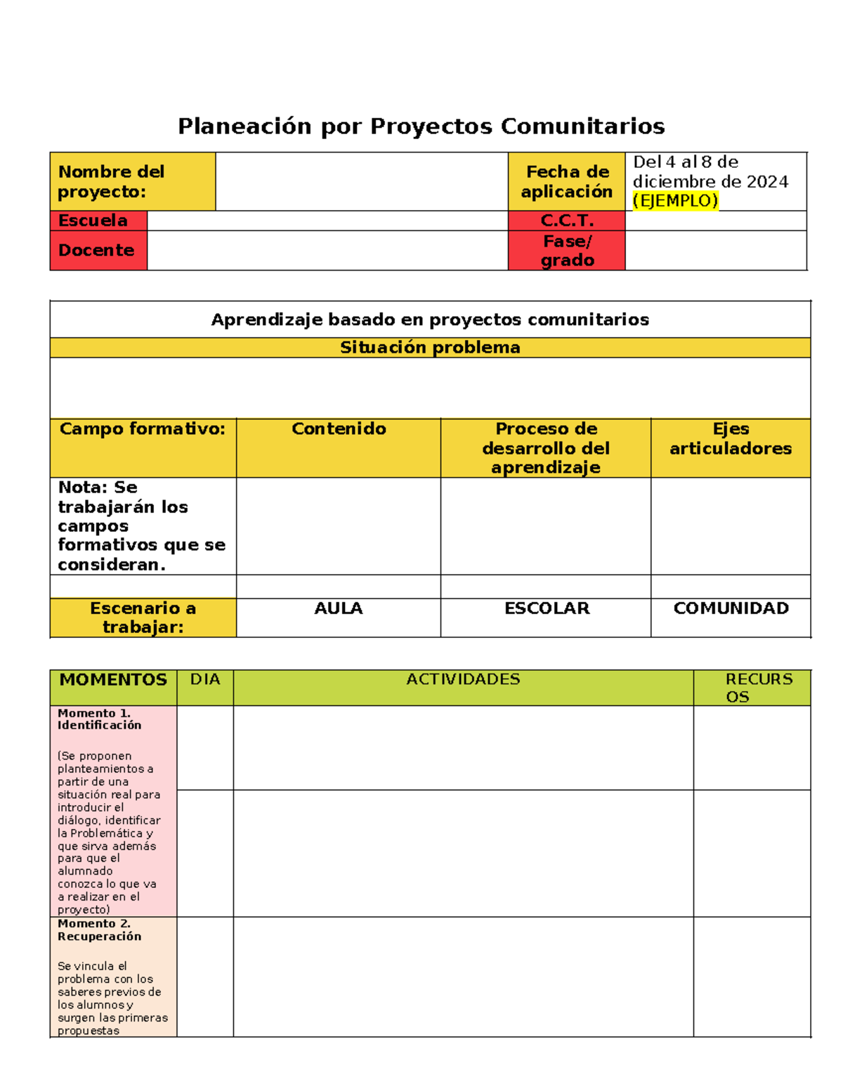 Formato de Metodología para Proyectos Comunitarios (2024) - Studocu