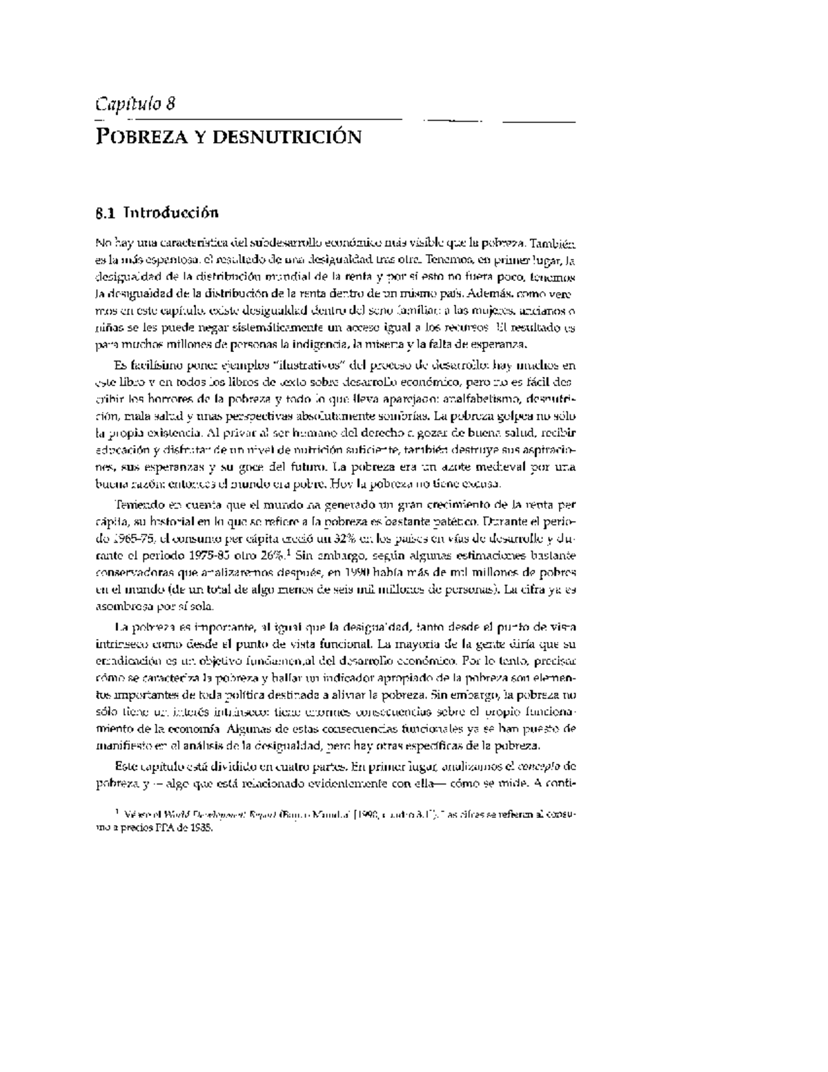 Capítulo 8: Pobreza y Desnutrición en el Desarrollo Económico - Studocu