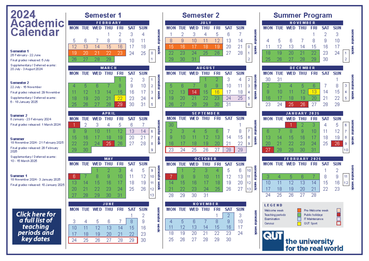 2024-academic-calendar - Semester 2 J U L Y MON TUE WED THU FRI SAT SUN