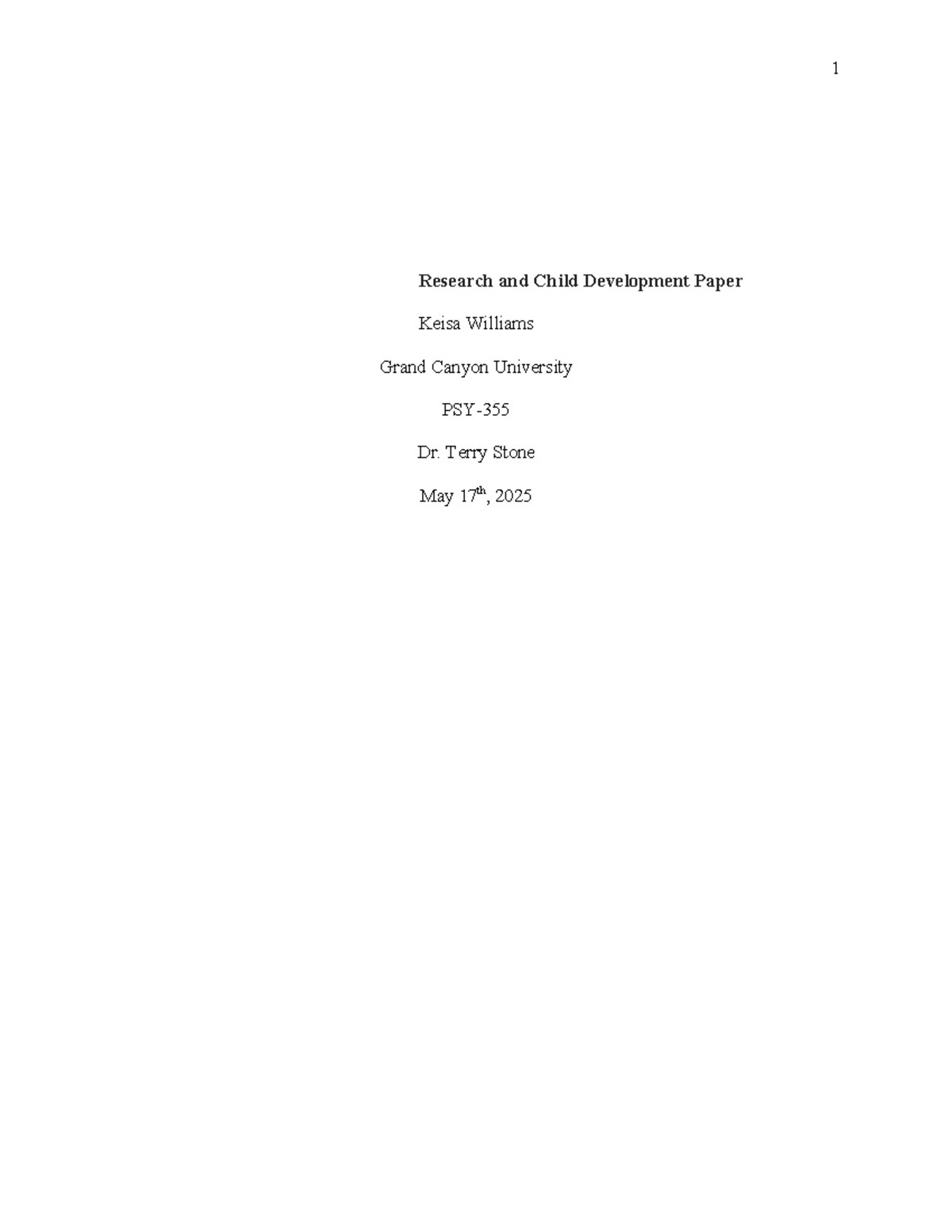CWV 101 Research on Developmental Milestones in Infancy and Child ...